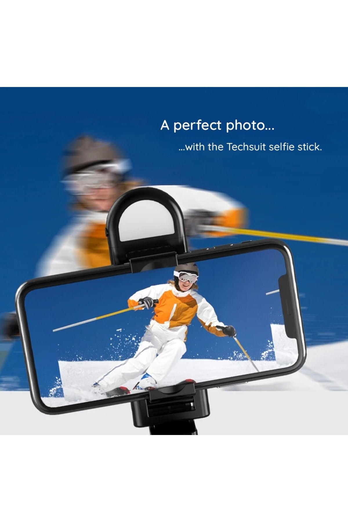 Techsuit-Stick selfie cu telecomandă și lumină LED, mod repaus, 70 cm - (S01-S) - Negru 4