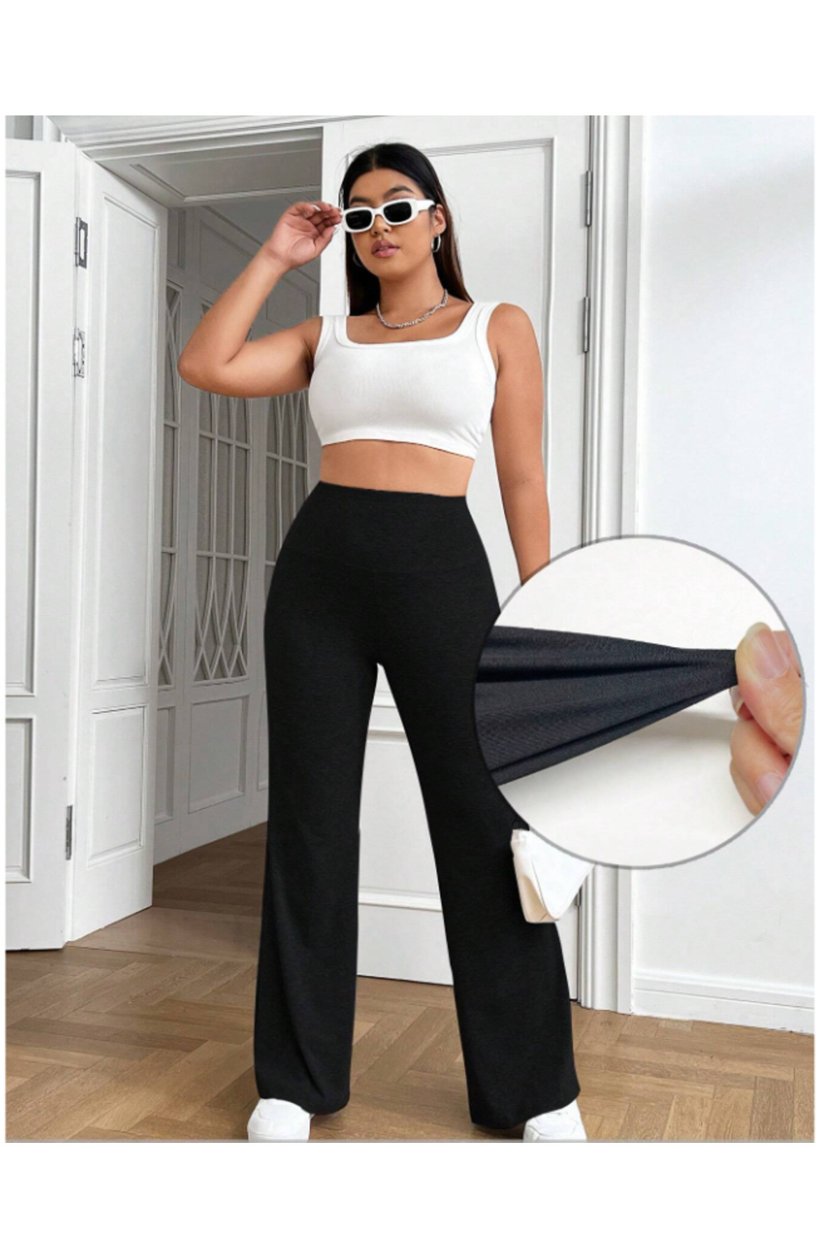 yx yustex sport Kadın Siyah Büyük Beden Baggy Bol Kesim Pantolon ALTI Esnek Rahat Kumaş Eşofman Altı YUS