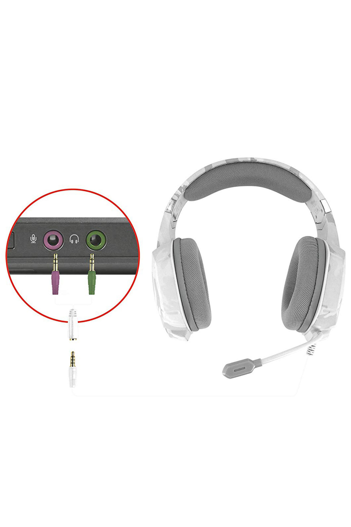 هدست گیمری GXT 322W Carus برفی کاموفلاژ سفید