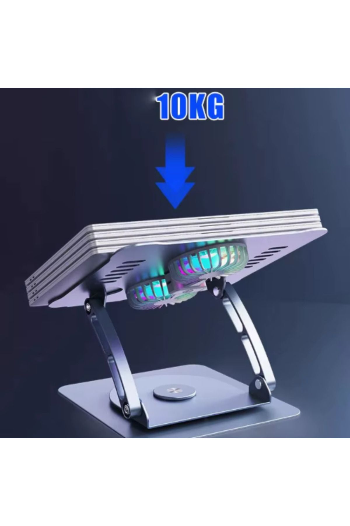 Adsinio-Laptop Cooler, Adsinio, 360° Rotating, Foldable,Adjustable Height, Variable Angle, 2 Fans, Gray 7