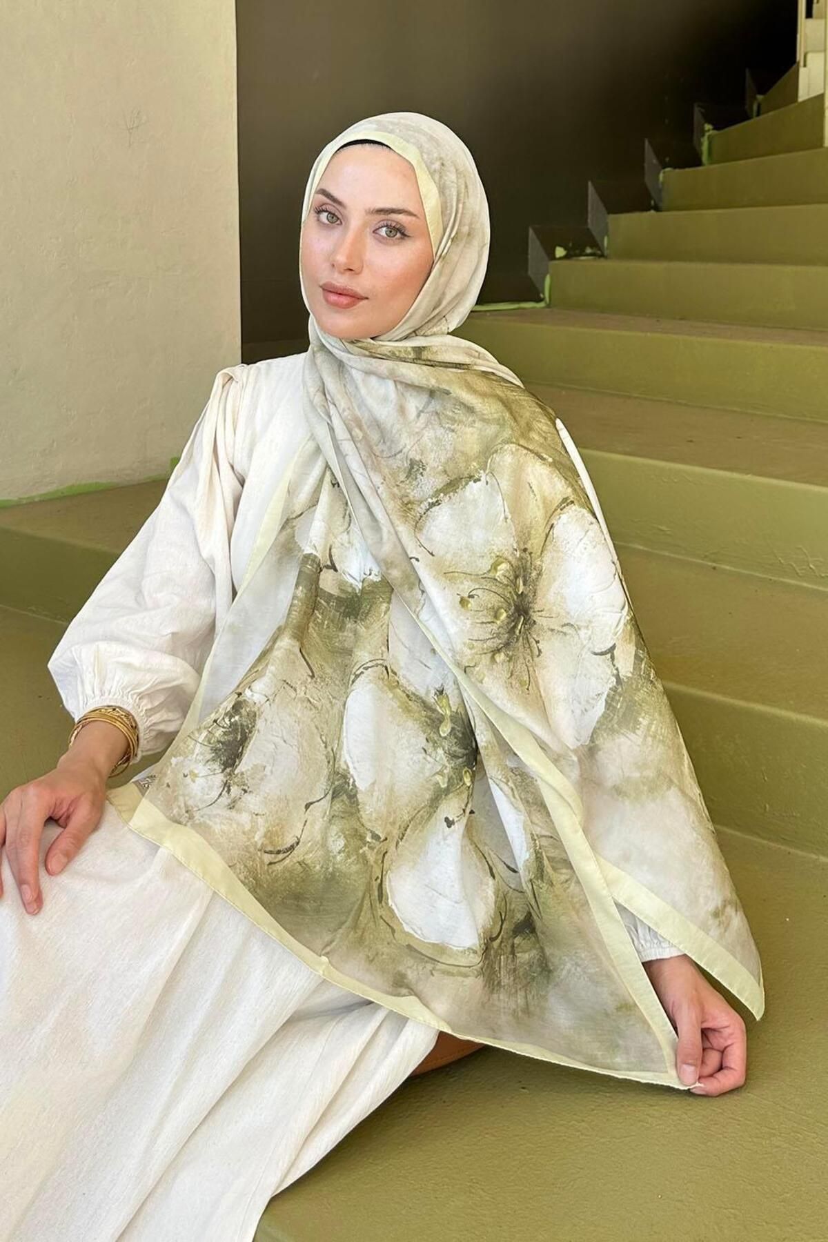 lamelif-Bohemian Flower Pattern Soft Shawl Yellow 2