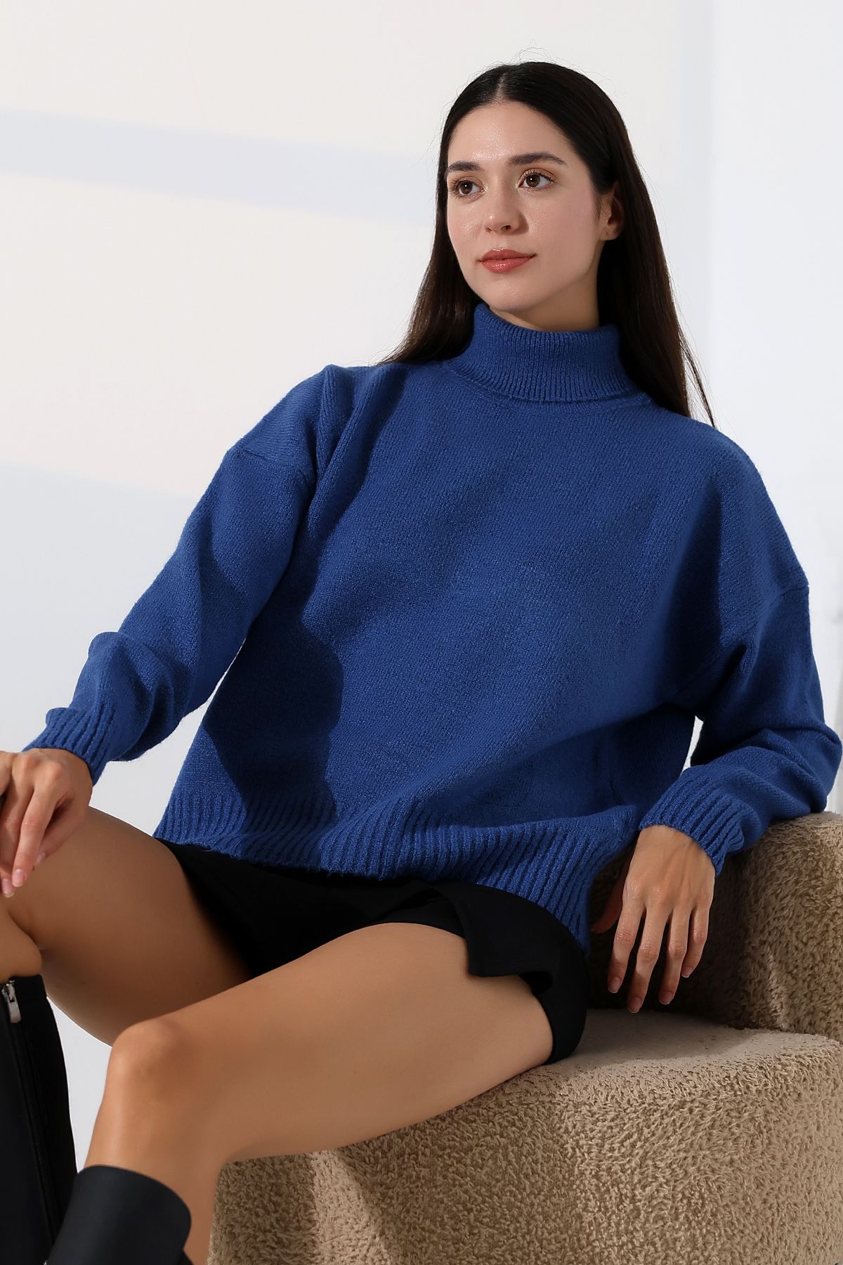 ALCHON-Turtleneck Long Sleeve Single Color Soft Textured Basic Plain Winter Knitwear Sweater 4