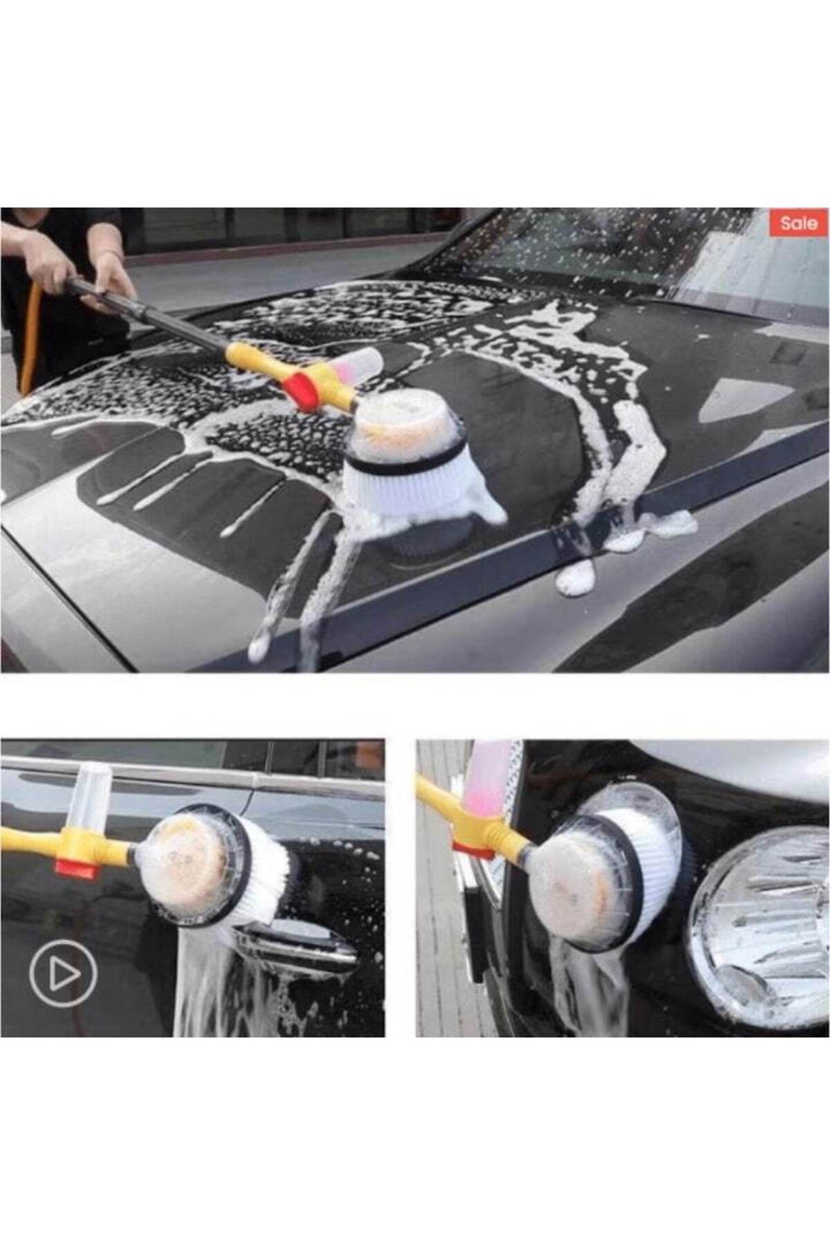 OEM-Car Rotary Brush, 2 in 1, With Foam Container, Water Jet, Extendable Handle, Hose Connection, Yellow 2