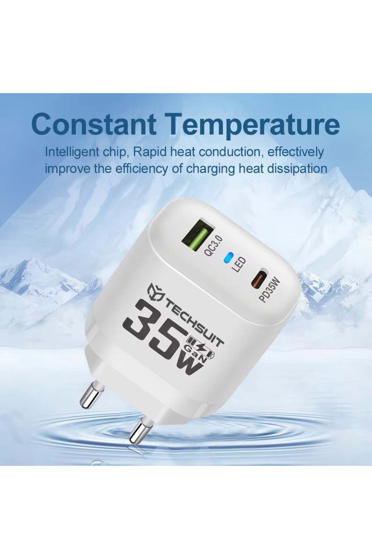 Techsuit-Adaptor de alimentare Gan, USB, Tip-C, 35w - (CHPD174) - Negru 5