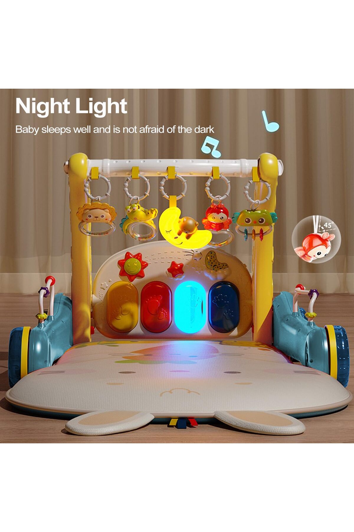 YILDIRIM OYUNCAK Piyanolu 2 in 1 Bebek Yürüteci ve Tavşan Desenli Oyun Halısı Sesli Işıklı 88 cm fotoğrafı 3 (önizleme)