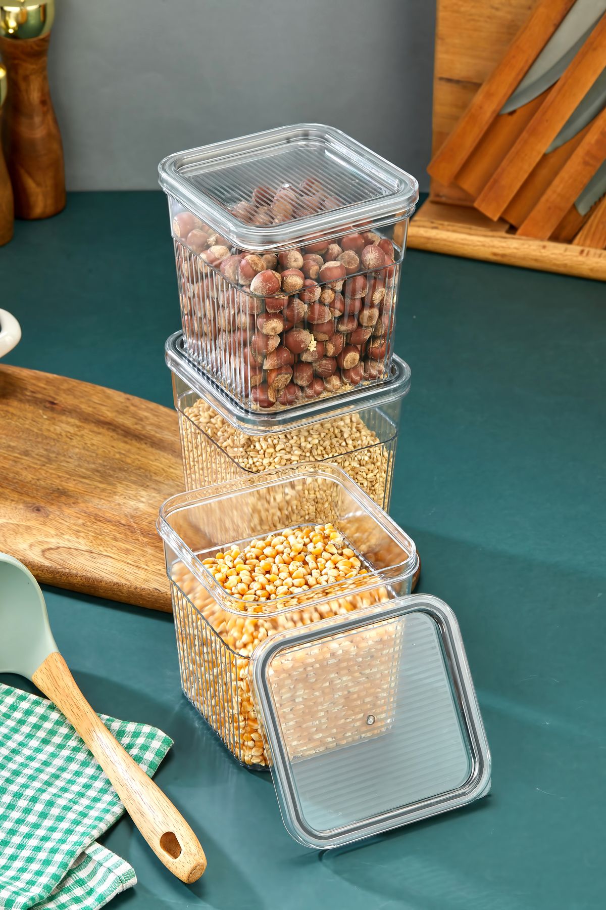Espas Home-3 Piece Storage Container Set with Gaskets and Leak-Proof Lids – Refrigerator and Dry Food Compatible 3X1600 ml 4