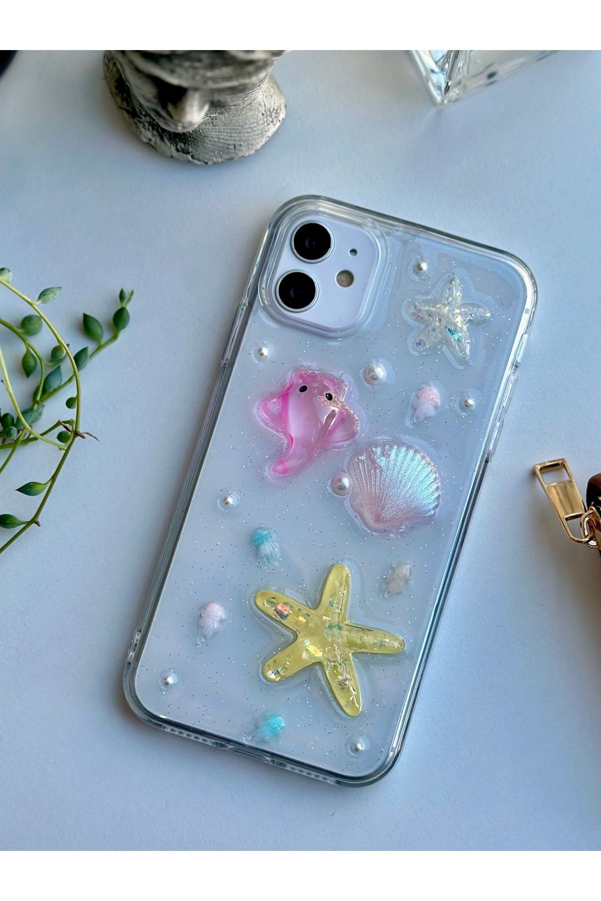 Go Aksesuar-iPhone 12 and 12 Pro Compatible Stingray Design Flexible Silicone Case with Toy 3
