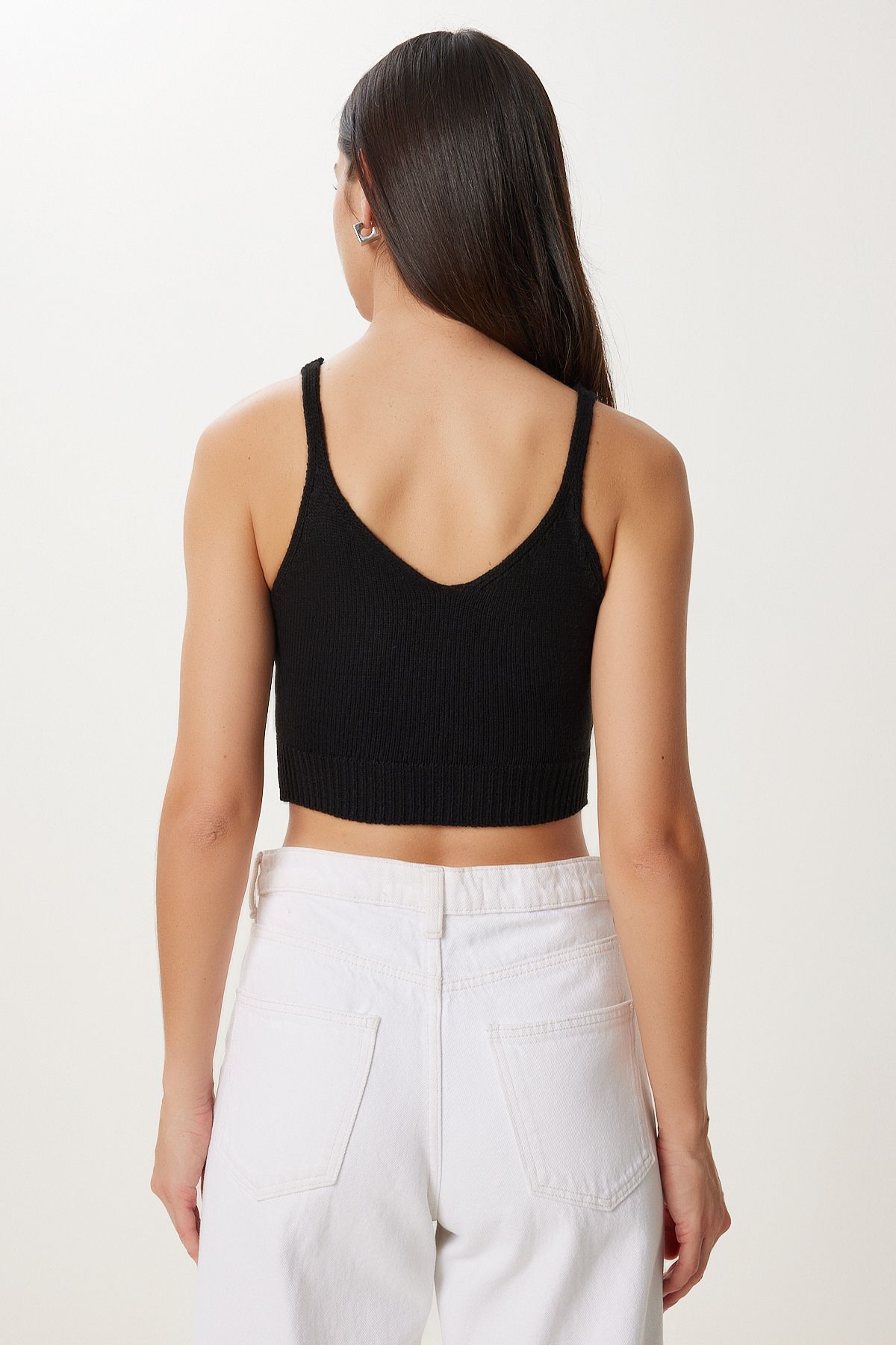 Happiness İstanbul-Schwarzes Rollkragen-Crop-Strick-Tanktop-Set – MT00153 6