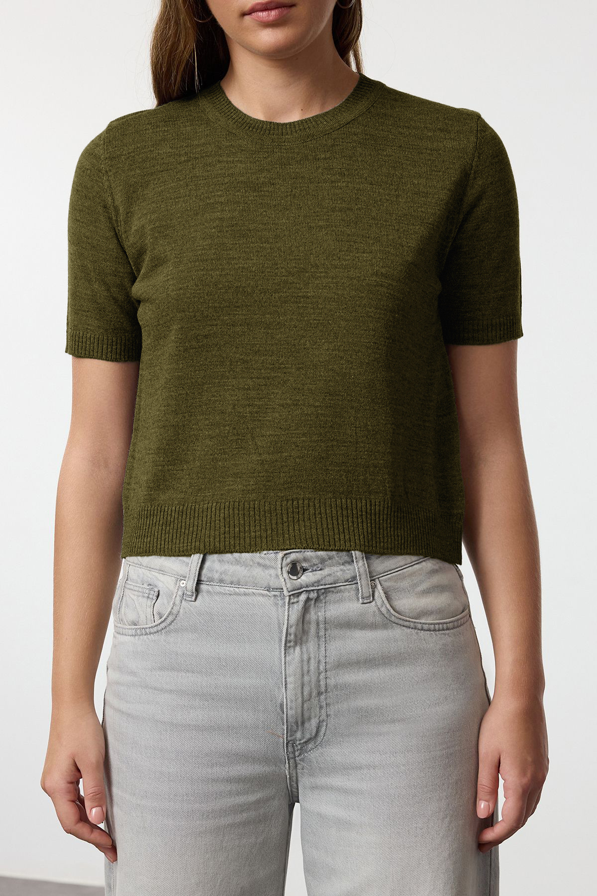 Trendyolmilla  Haki Basic Hırka-Bluz Triko Hırka TWOAW25HI00216 - Görsel 6