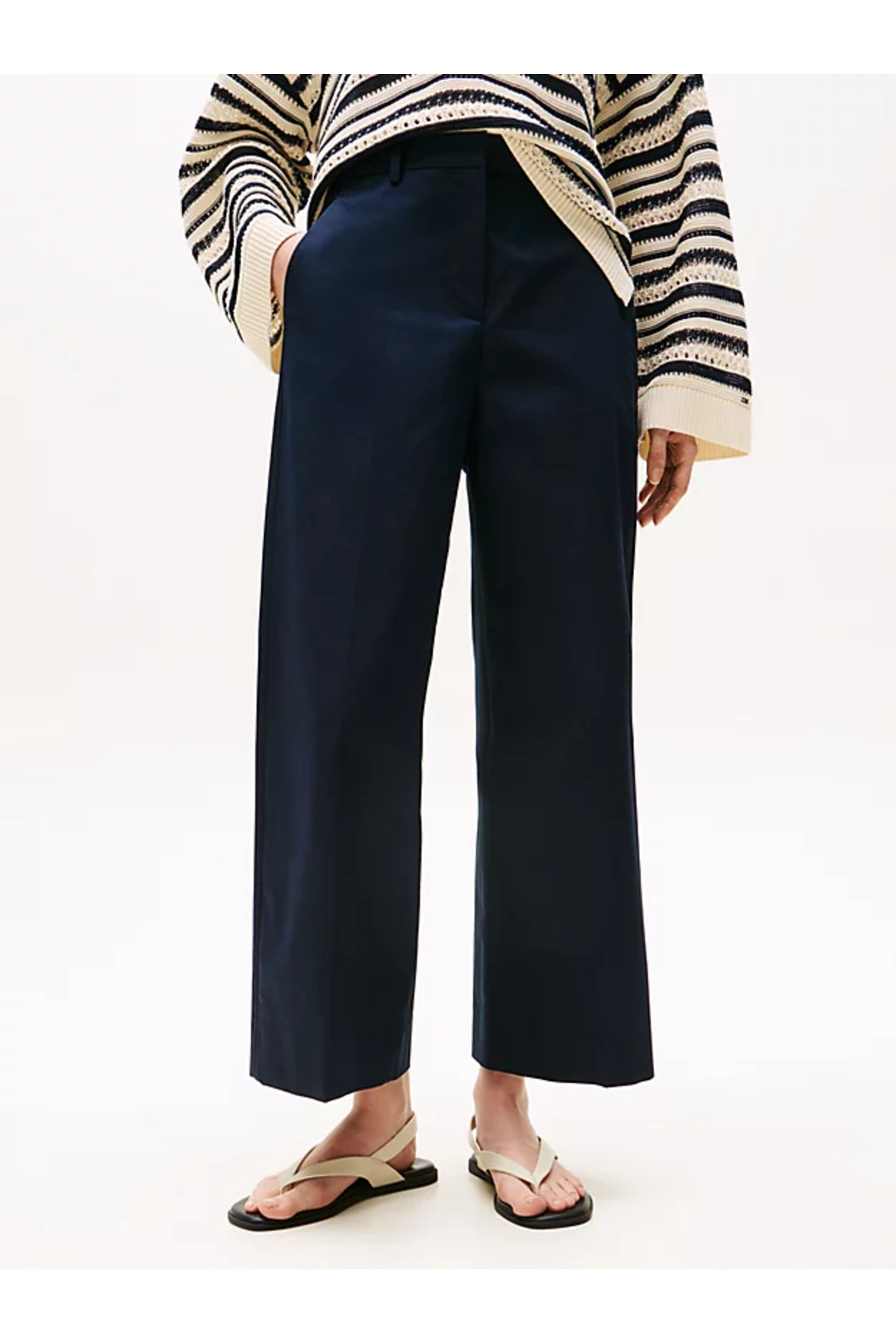 Tommy Hilfiger Spodnie chino z szeroką nogawką z bawełny sięgającą do kostki