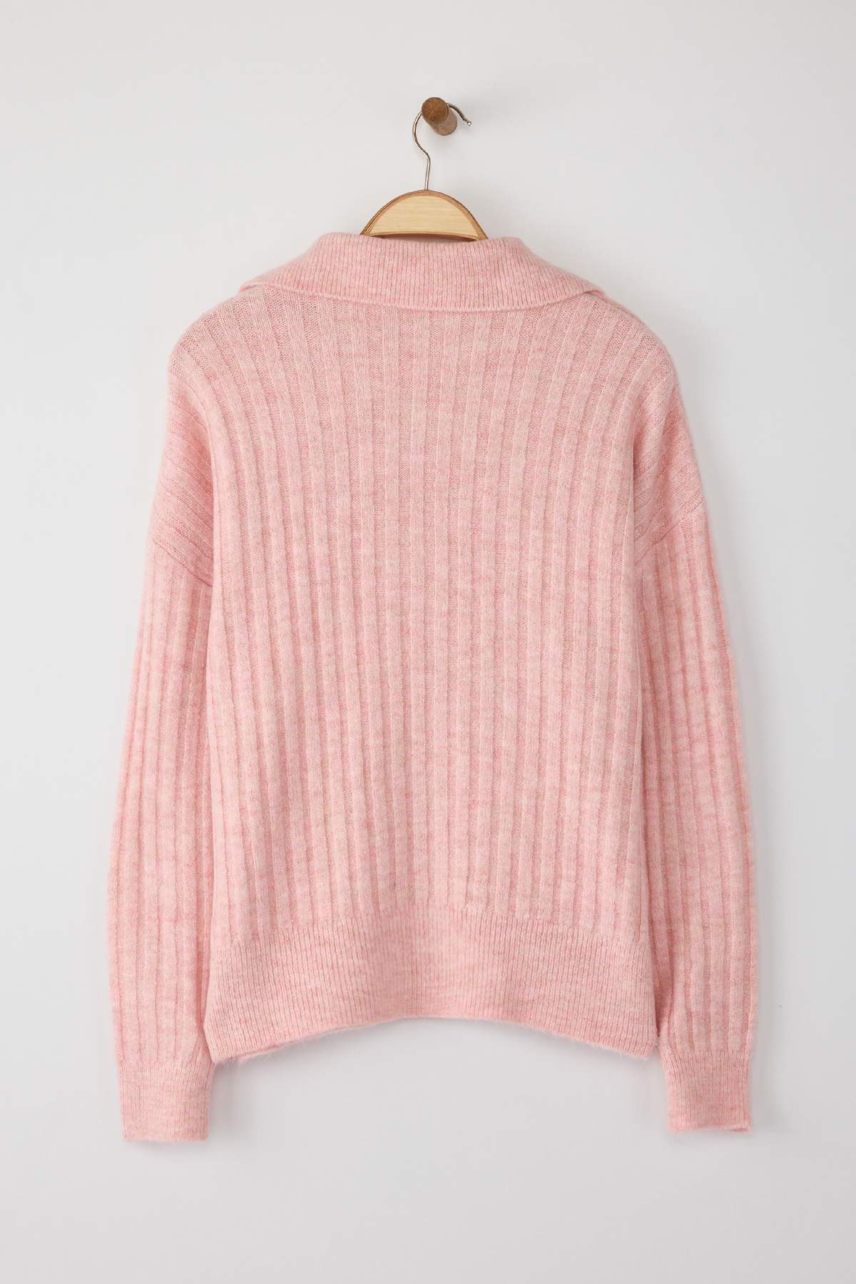 Trendyolmilla  Pudra Yumuşak Dokulu Polo Yaka Triko Kazak TWOAW24KZ00678 - Görsel 6