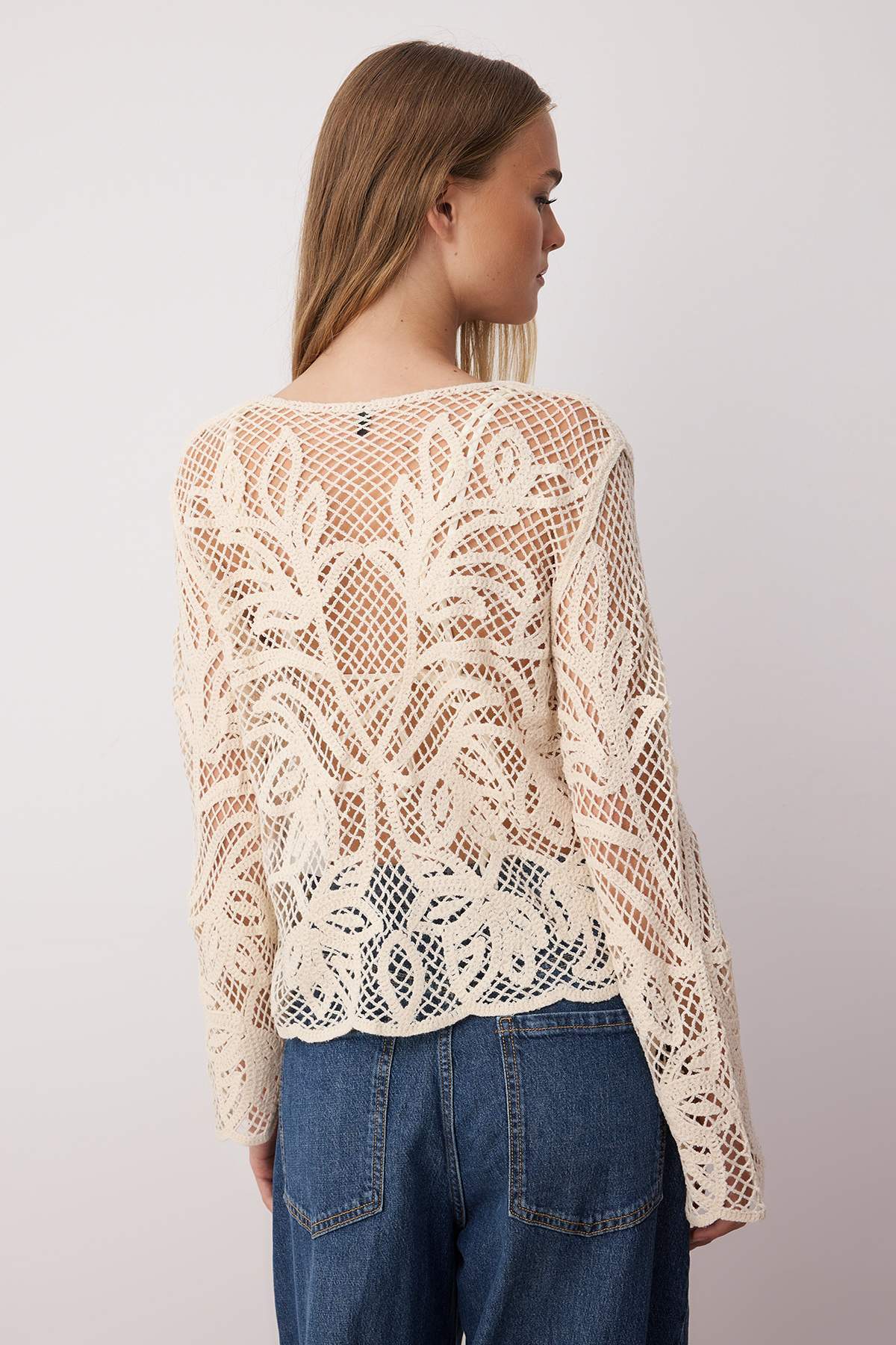 Trendyolmilla  Taş Kroşe Detaylı Triko Hırka TWOSS25HI00016 - Görsel 7