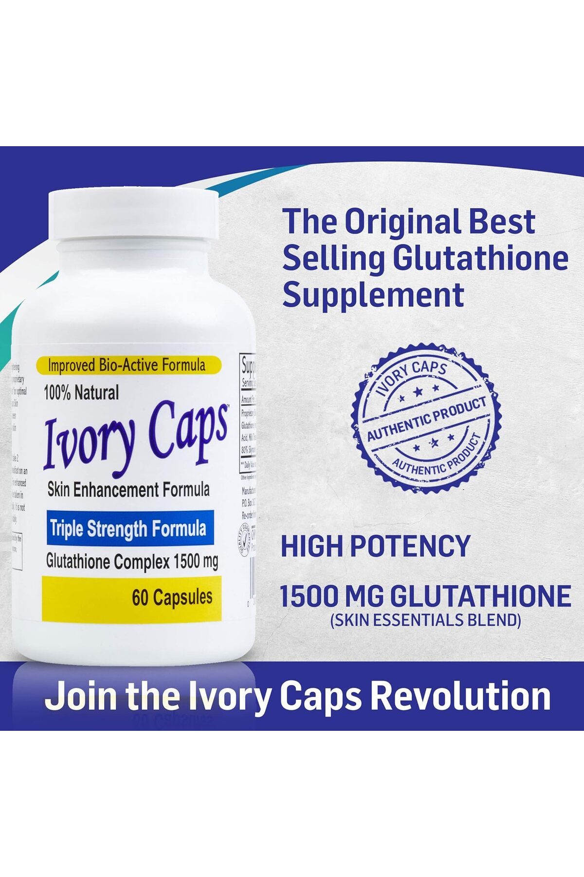IVORY Maximum Potency 1500 mg Glutathione Skin Whitening Pills Complex 60  Capsules- Trendyol