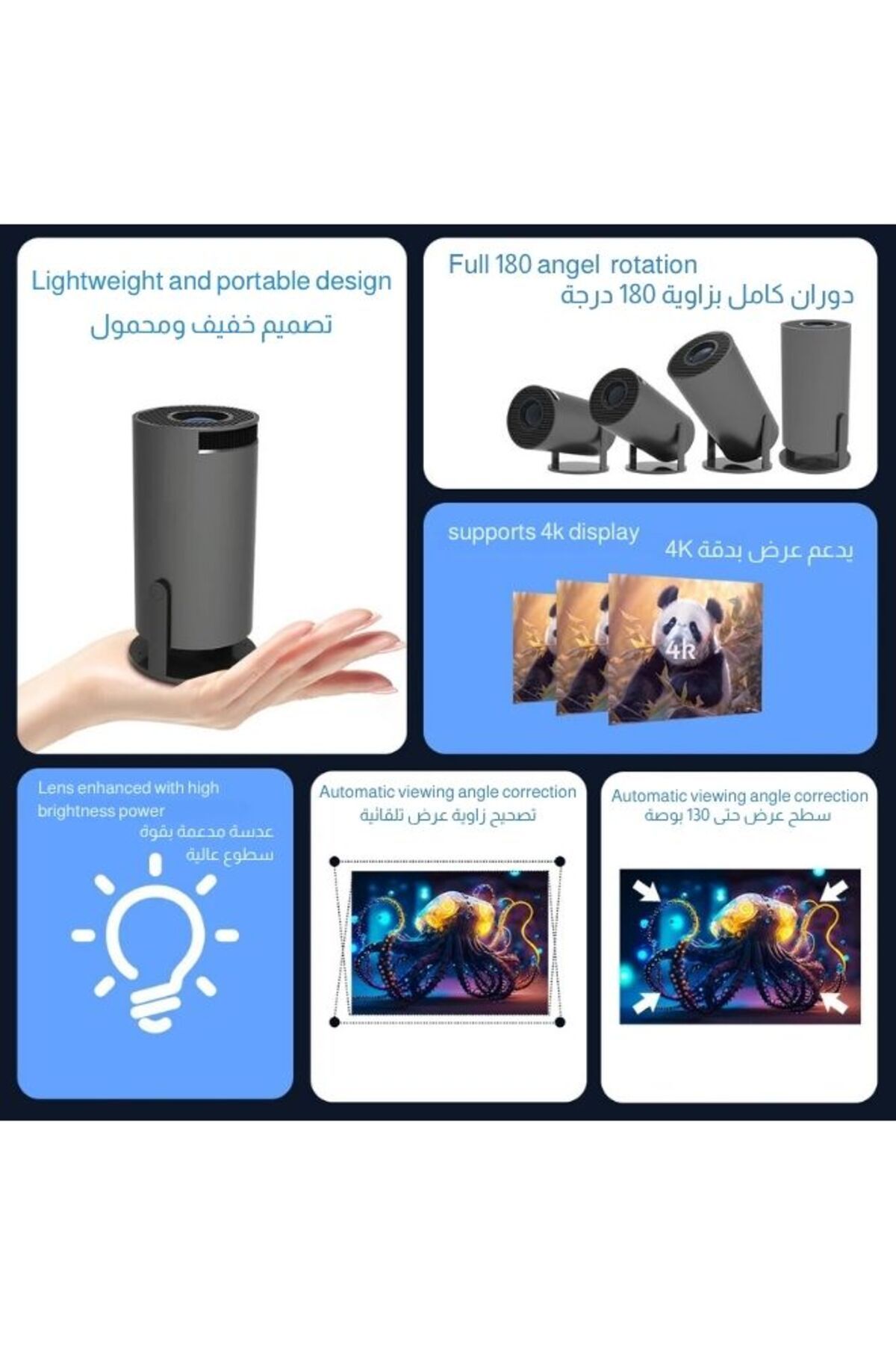 EGG-Professional Smart Portable Projector 4k Wifi 6 Android 11 Advanced Home Theater 5.0 (4) 3