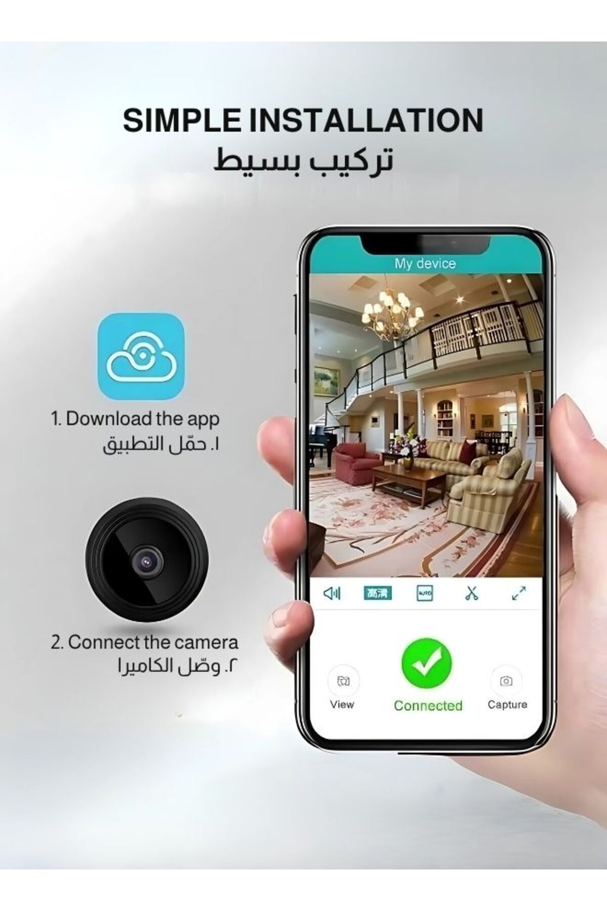 Generic-كاميرا واي فاي صغيرة 1080 بكسل مراقبة عن بعد أمان منزلي، كاميرا تتبع ذكية لاسلكية بالأشعة تحت الحمراء مع Ni 4