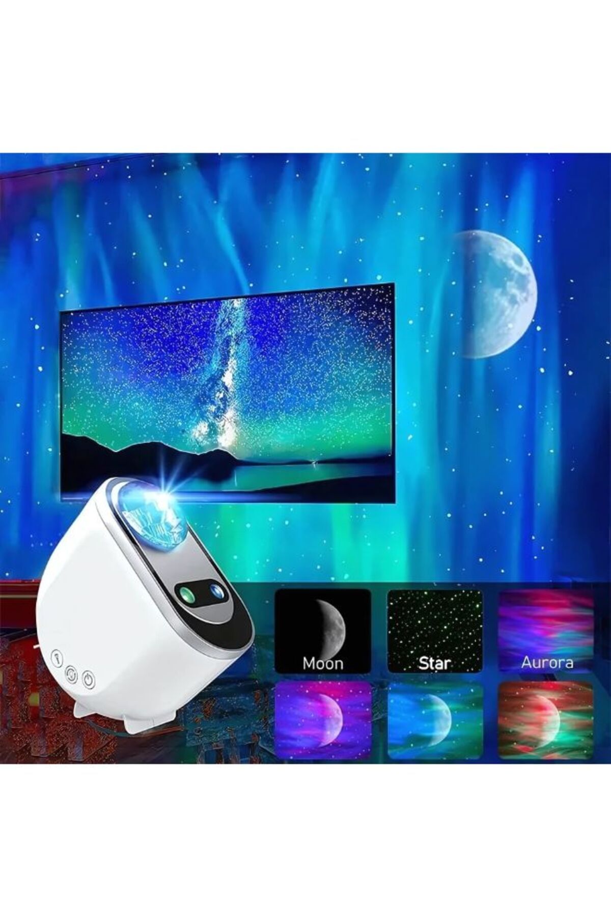 EGG-Galaxy Aurora Projector 3 in 1 LED Northern Lights Star Projector with Bluetooth Speaker & White 5