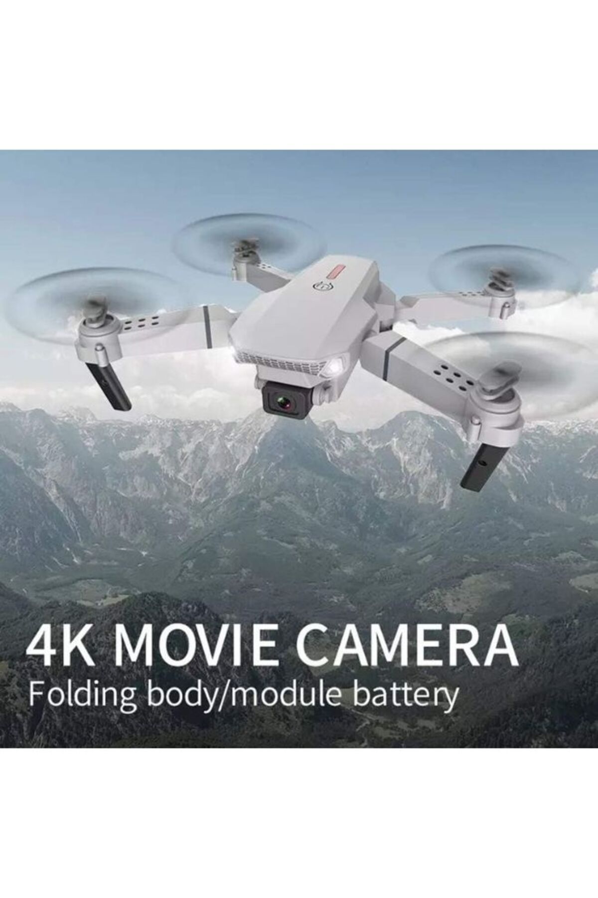 Generic-4k Dual Mini Camera Drone Wi-fi Fpv, Headless Mode, 3 Batteries, Foldable Quadcopter – Grey 4