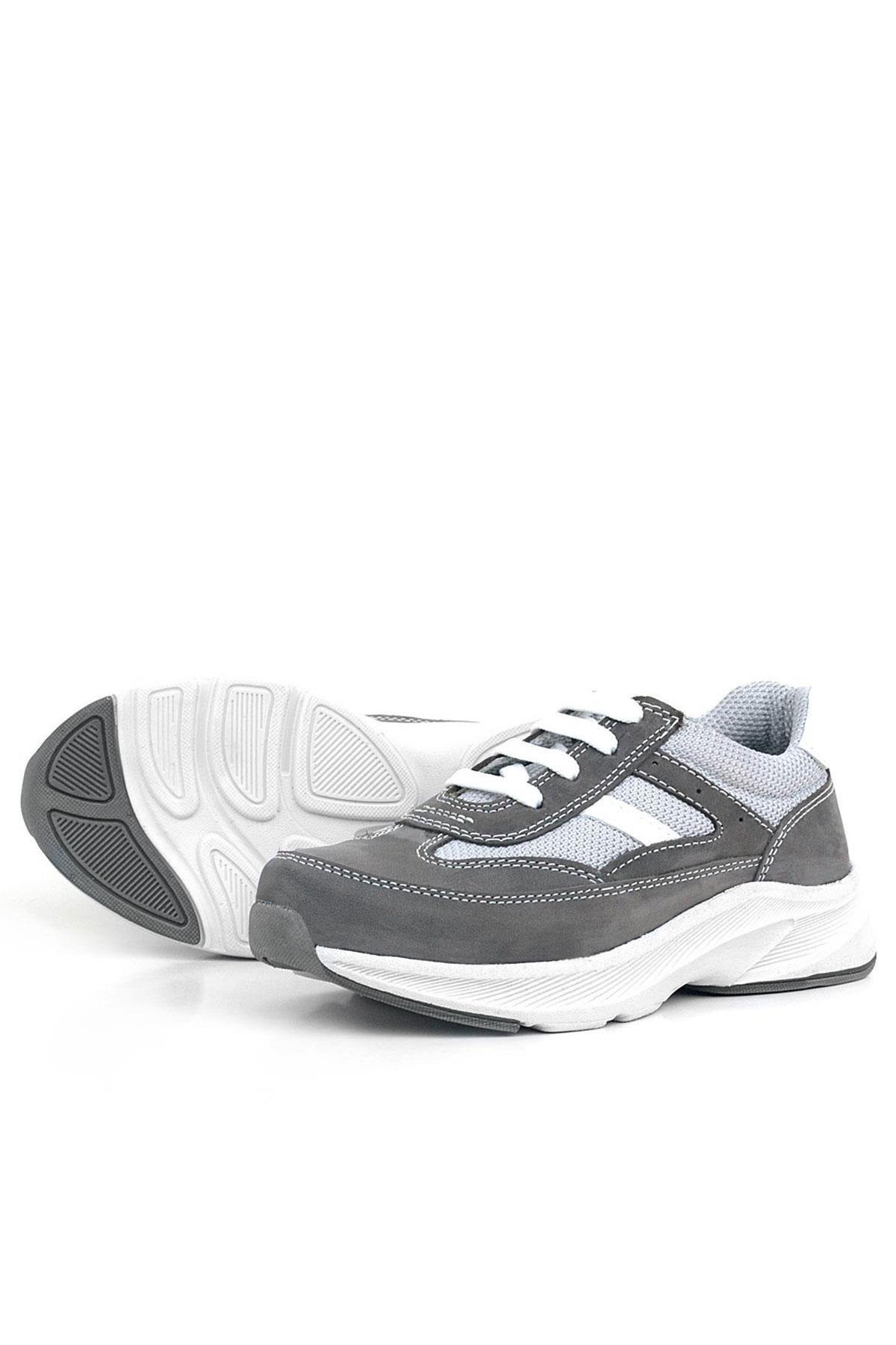 Rakerplus-Genuine Leather Anatomical Gray Laced Lightweight Children's Sports Shoes 5
