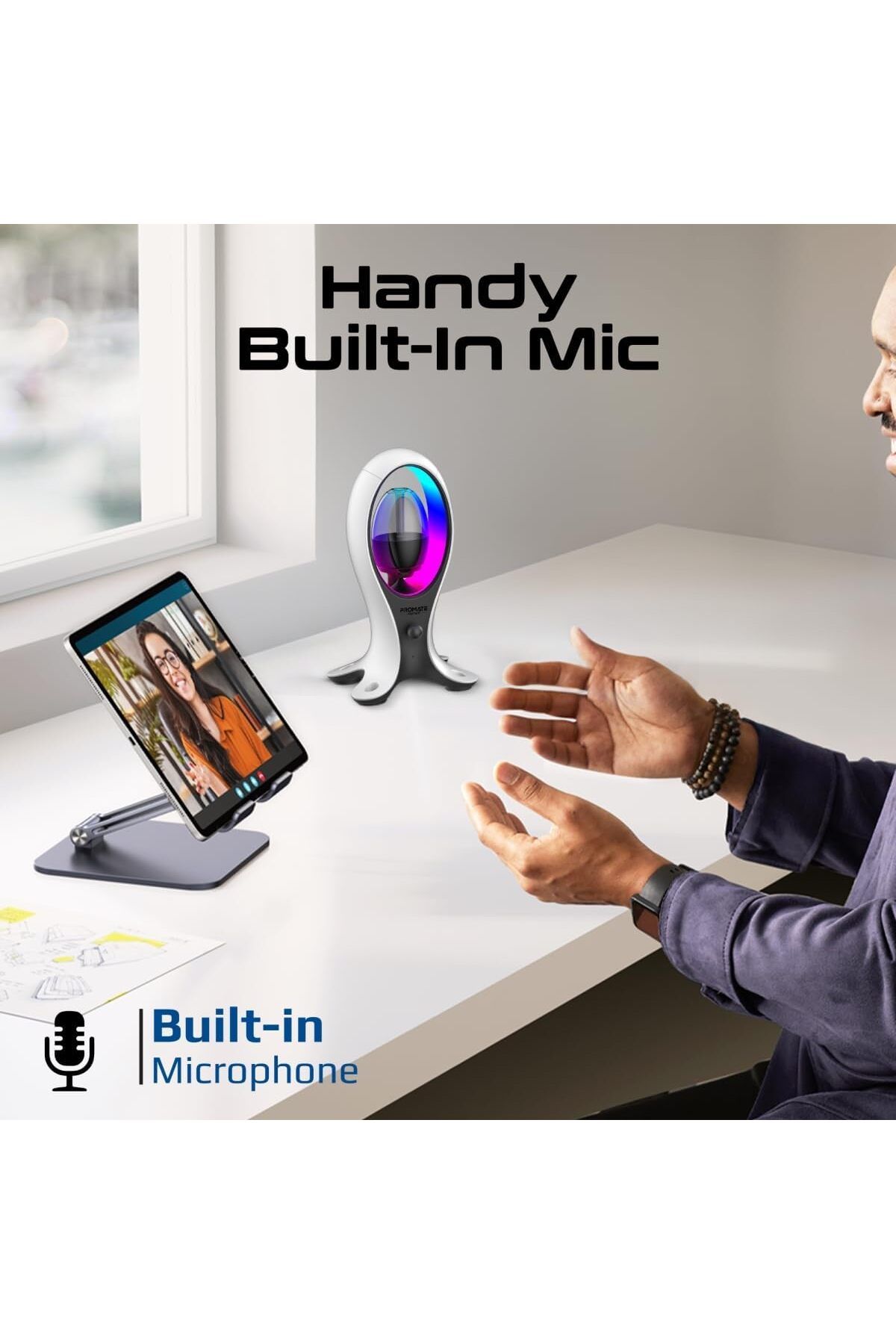 Promate-Promate Alpha-x Portable Bluetooth Speaker with Hi-Res Sound and Speaker Stand with USB-C Port 5