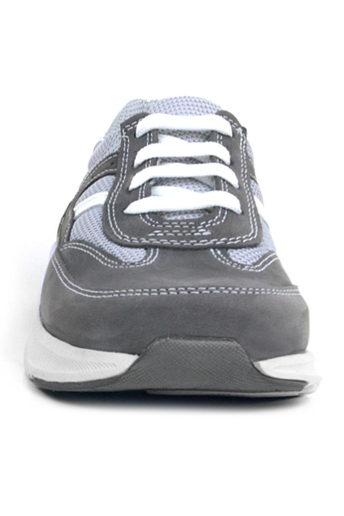 Rakerplus-Genuine Leather Anatomical Gray Laced Lightweight Children's Sports Shoes 3