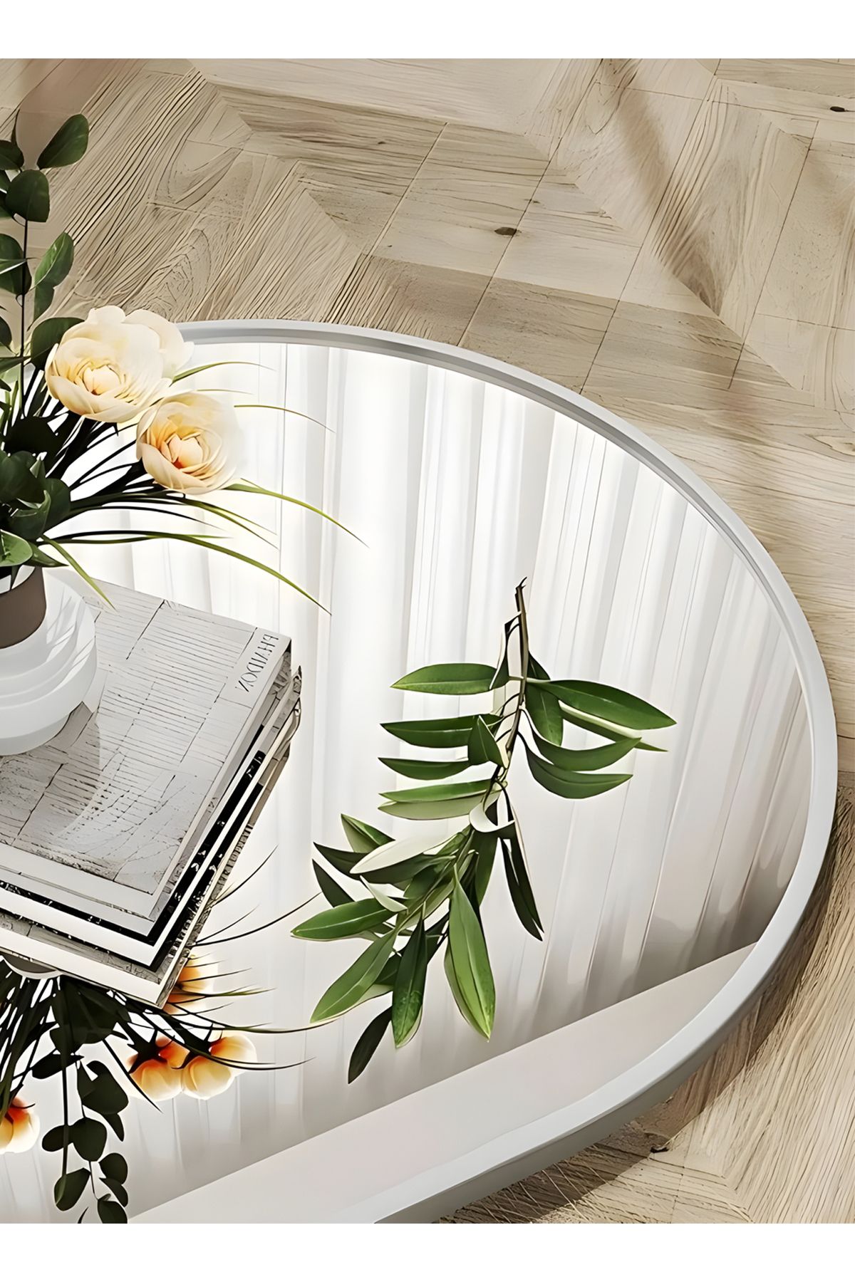 Taimi-مرآة كبيرة بتصميم أنيق 150×50 سم - مرآة كاملة الطول بإطار معدني فضي وحامل خلفي 5