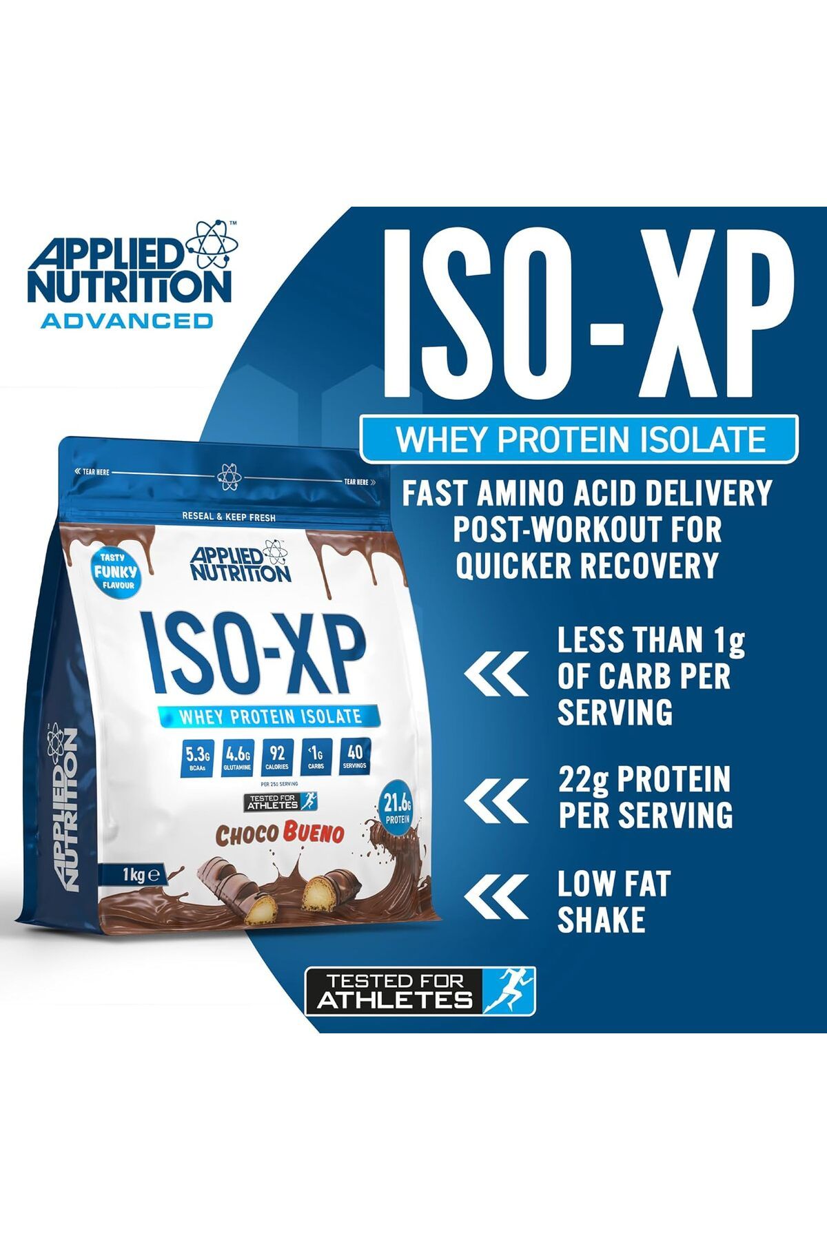 applied nutrition-ISO-XP 100% Whey Protein Isolate, Chocolate Bueno, 1 kg 2