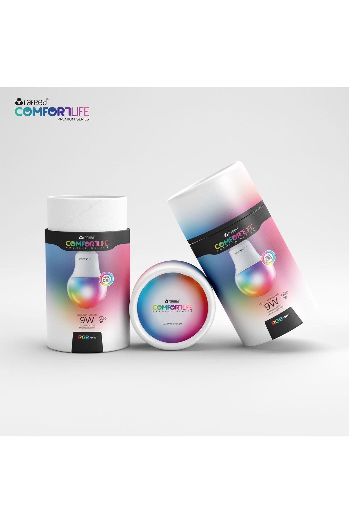 RAFEED-مصباح ليد ذكي ٩ واط ٦٠٠٠ كلفن، واي فاي، بلوتوث، قابل للتعتيم، متغير اللون، قابل للبرمجة - Anr0426 8