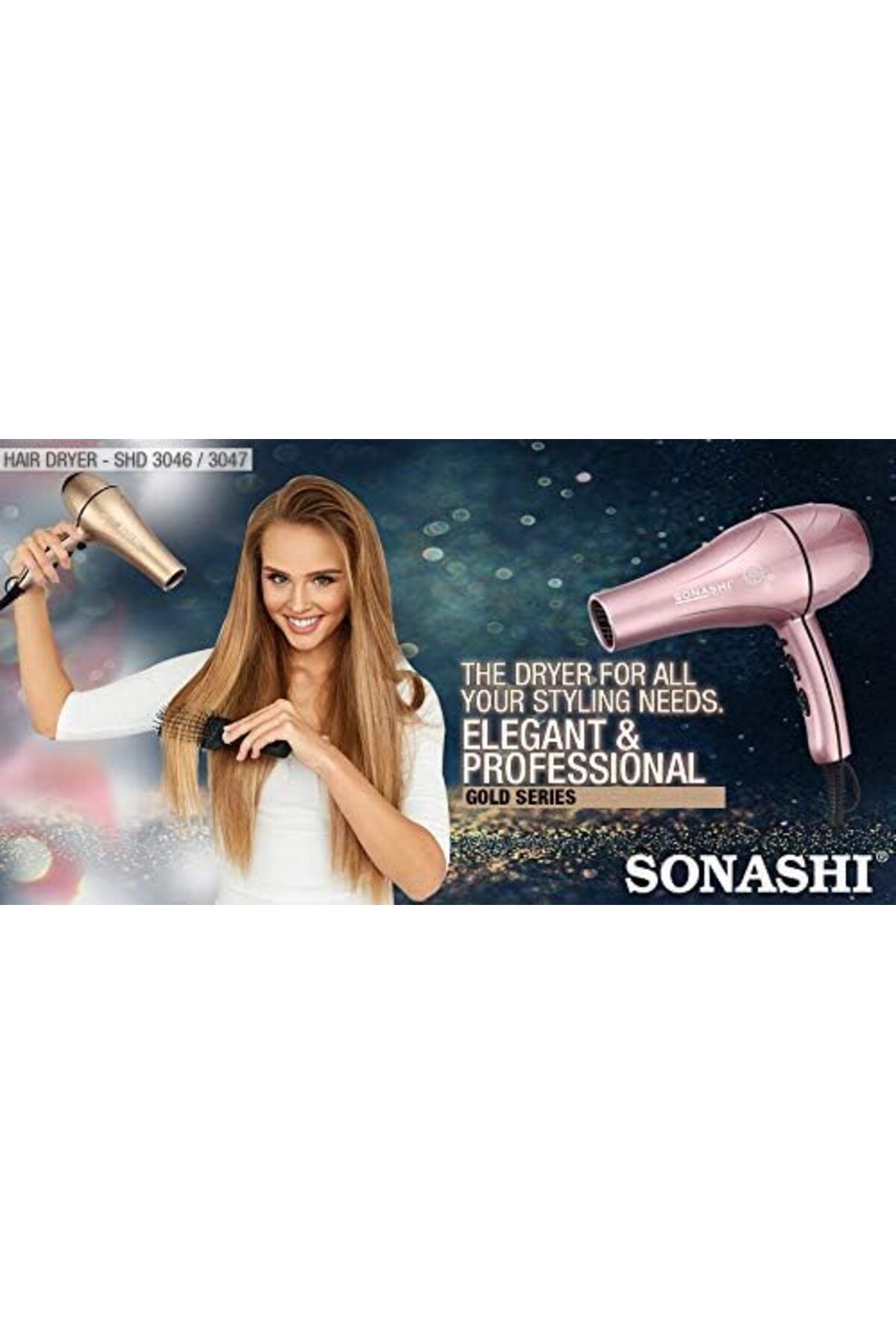 sonashi-مجفف شعر سوناشي 2000 واط مدمج بإعدادين للحرارة/تدفق الهواء مع وظيفة النفخ البارد 7