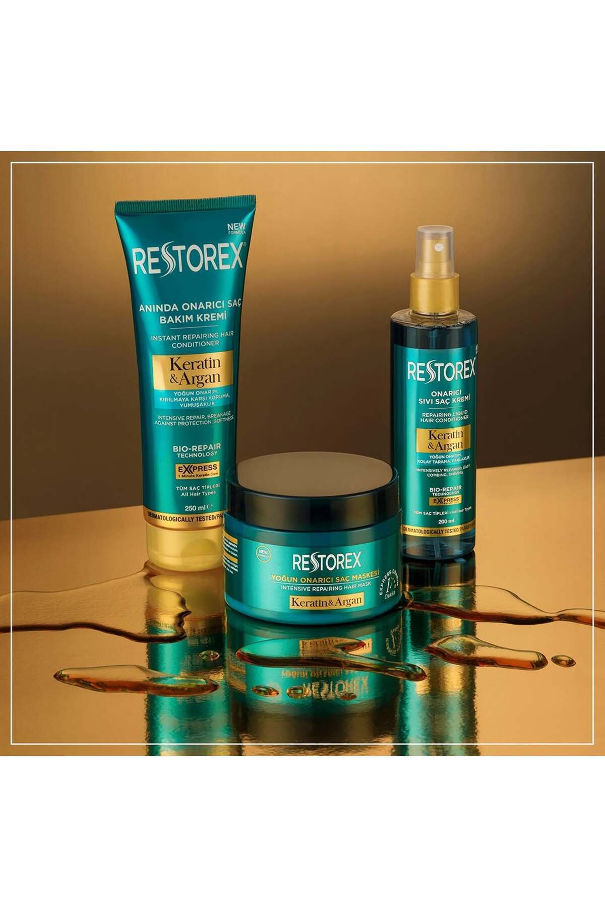 Keratin & Argan Onarıcı Sıvı Saç Bakım Kremi 200 Ml (6 Adet) — 86805126329866 — تصویر 5 از 8