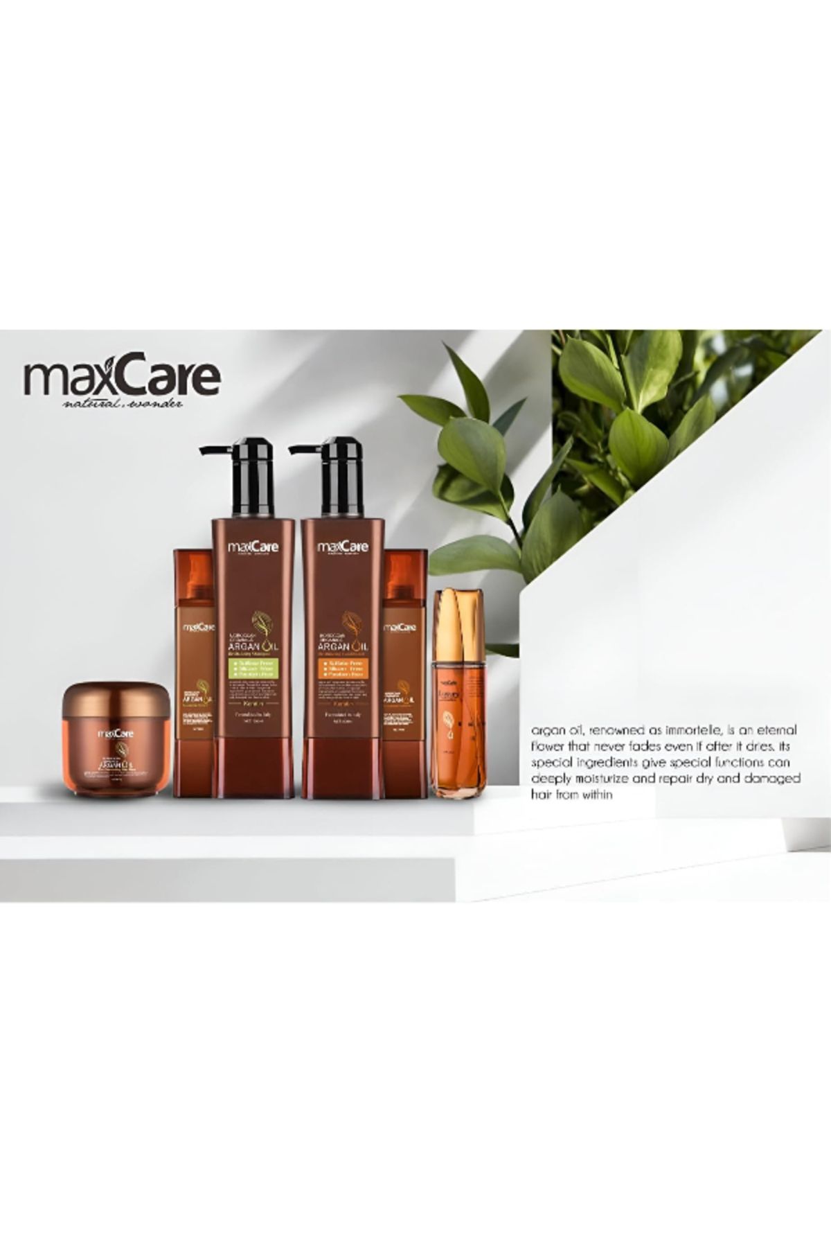 Maxcare-Revitalizing Shampoo And Conditioner With Argan Oil, Sulfate Free, Silicon Free 800ml Each 6