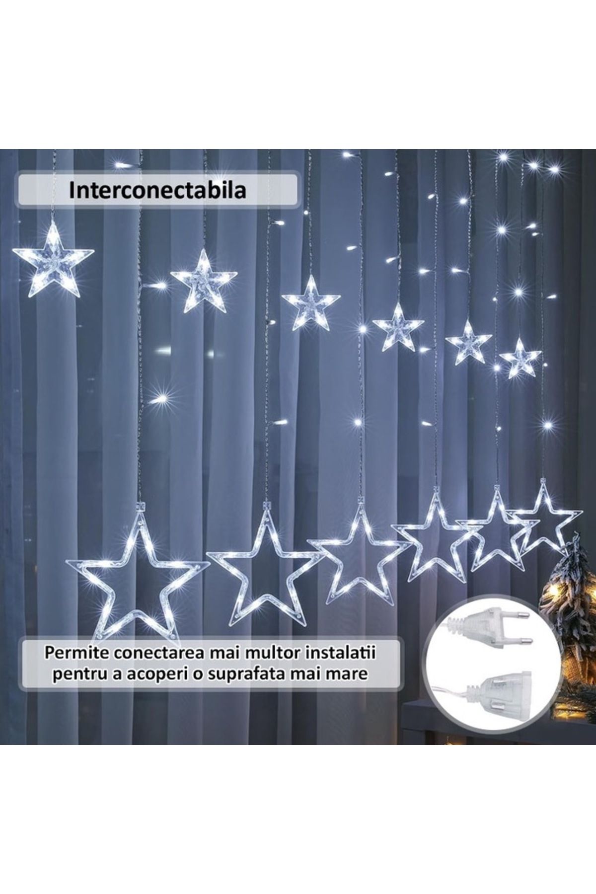 NEXTLY-Instalatie De Craciun Tip Perdea , Interconectabila, Lumini Led Rgb, 8 Jocuri De Lumini, 3 5