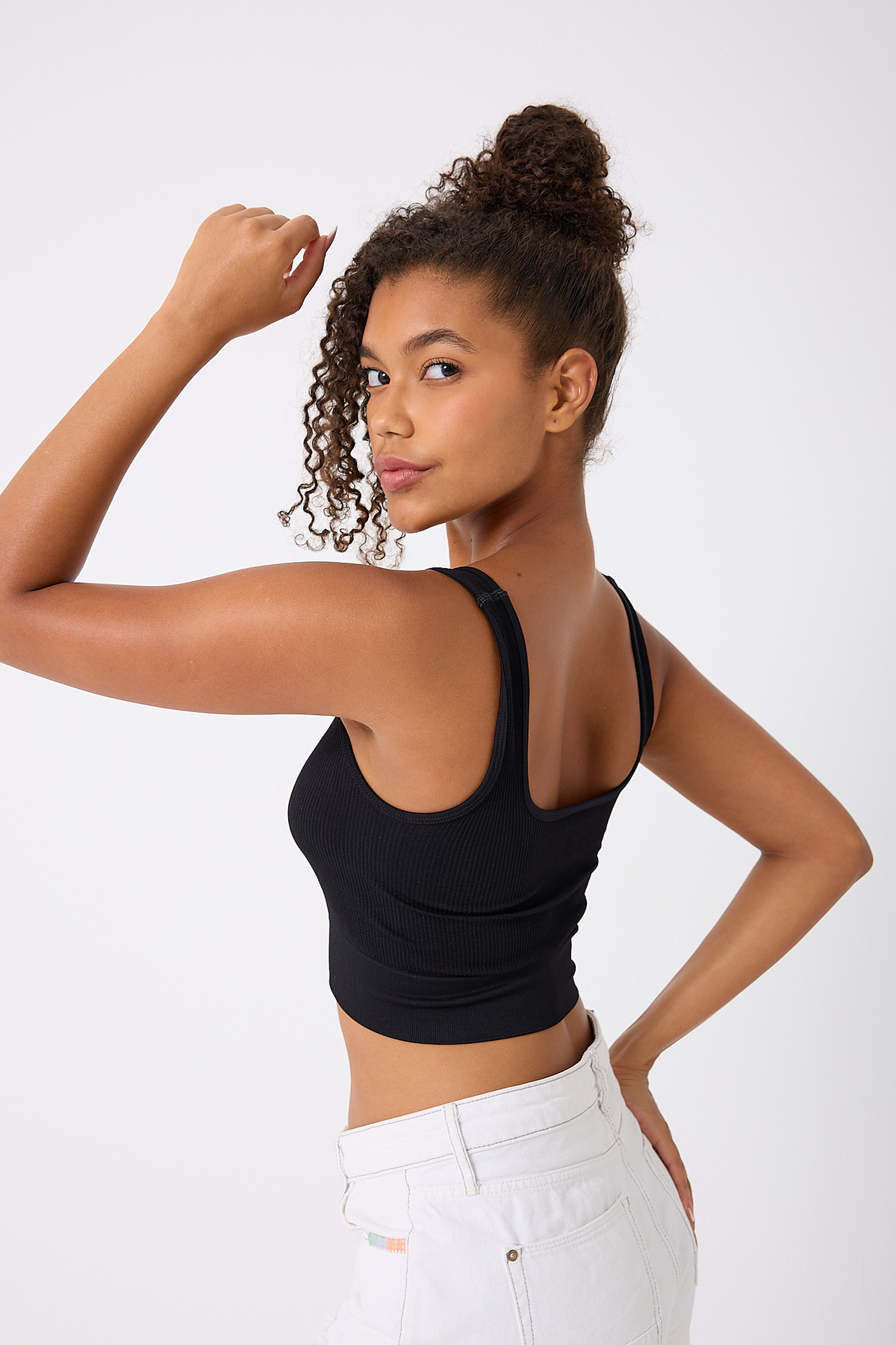 FOREVER MORE Kalın Askılı Spor Crop Top görsel 3