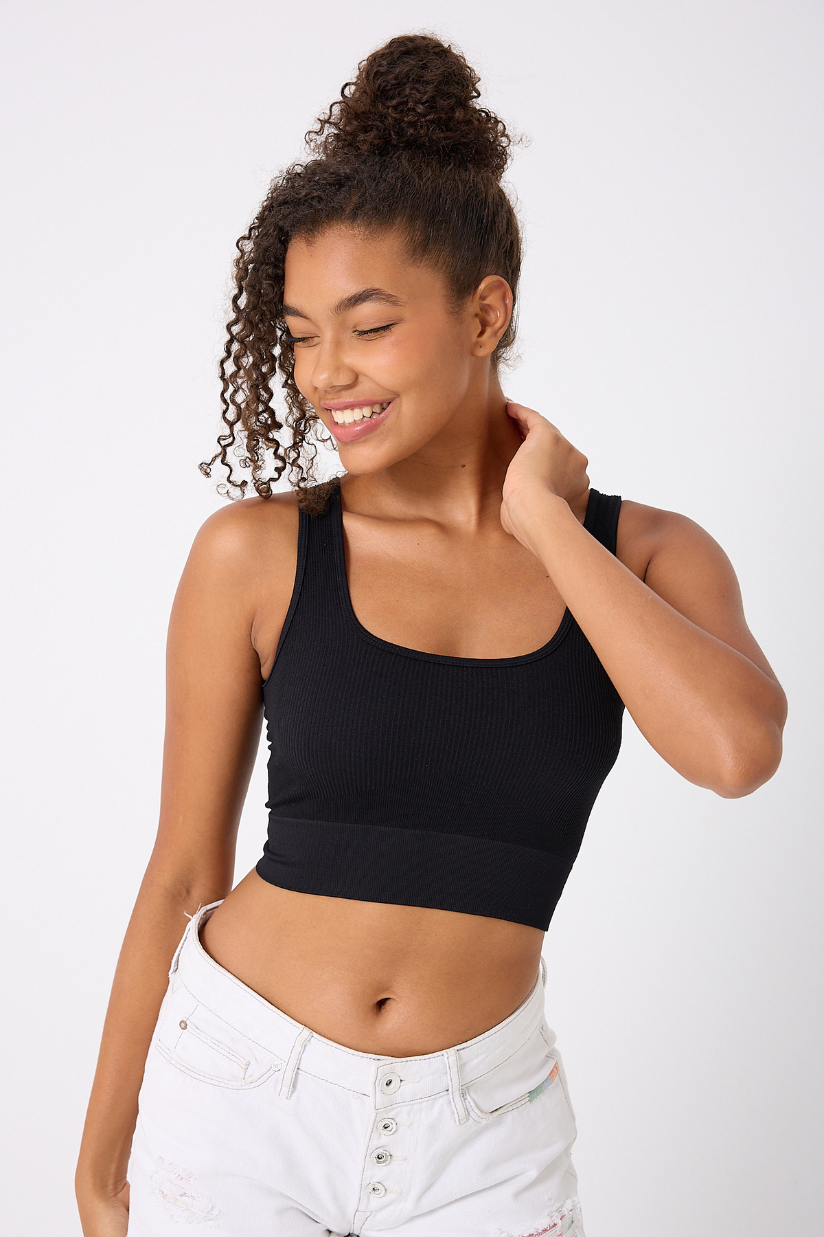 FOREVER MORE Kalın Askılı Spor Crop Top görsel 2