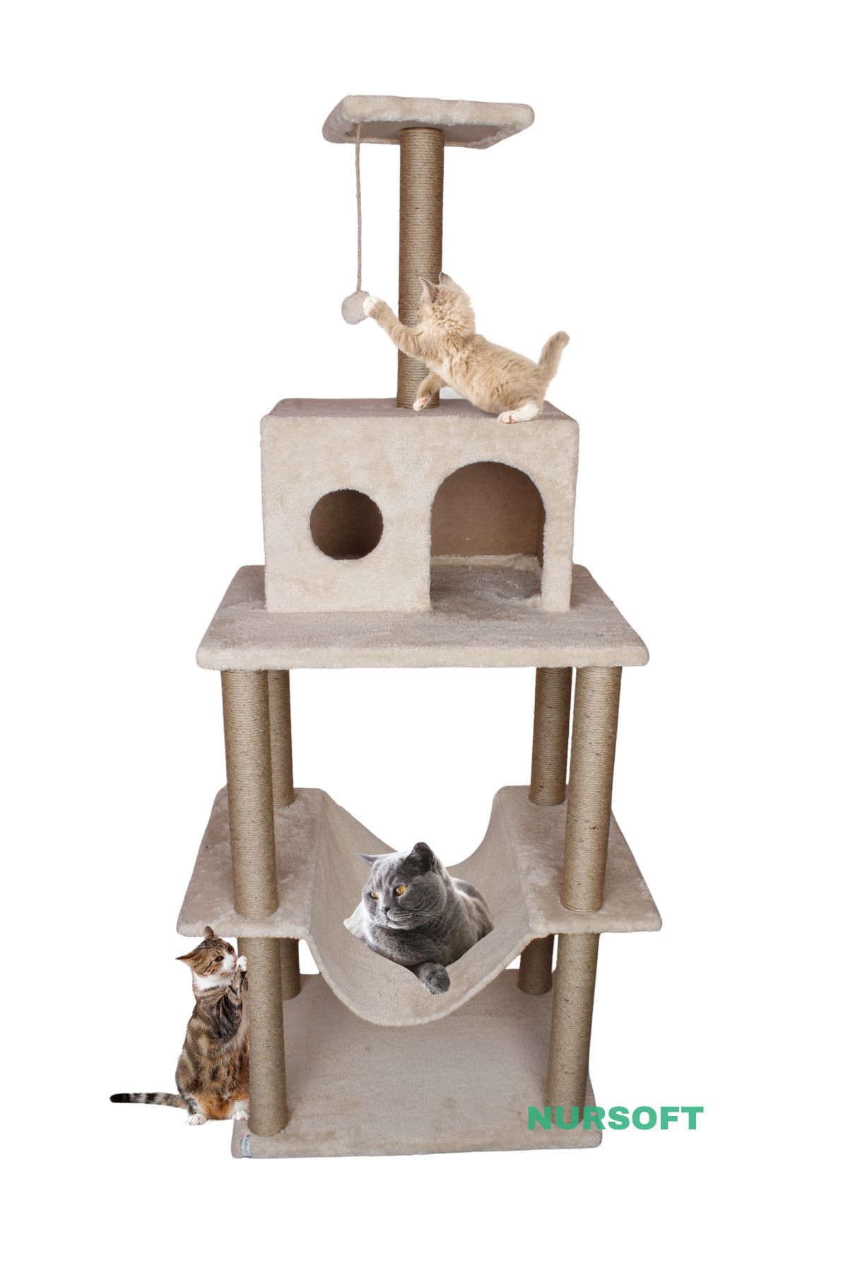Nursoft-Zooplus Tower XXL Cat Scratching and Playing House Platform 3