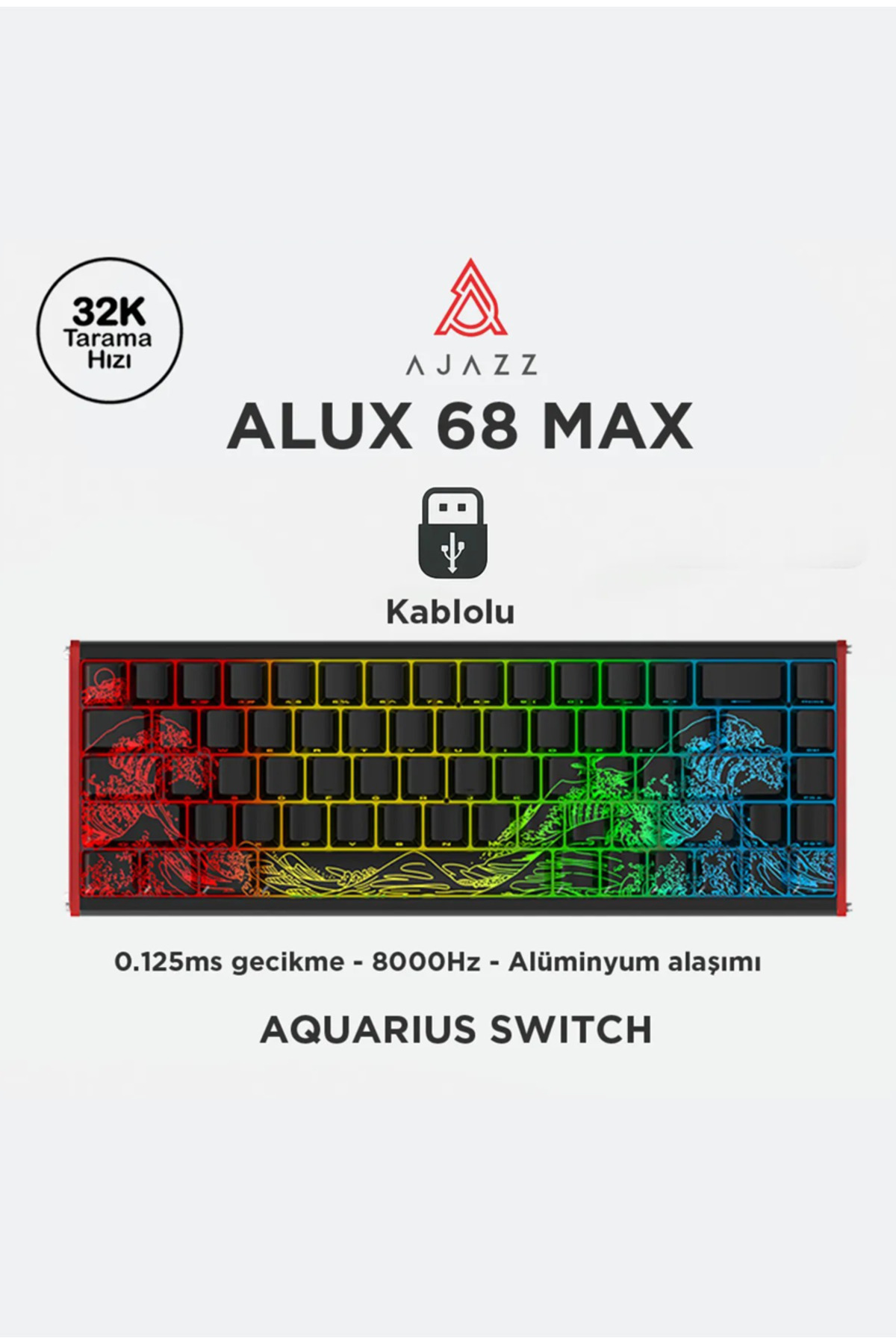 Ajazz Alux 68 Max He- Kablolu Manyetik Switch Klavye- 8.000hz