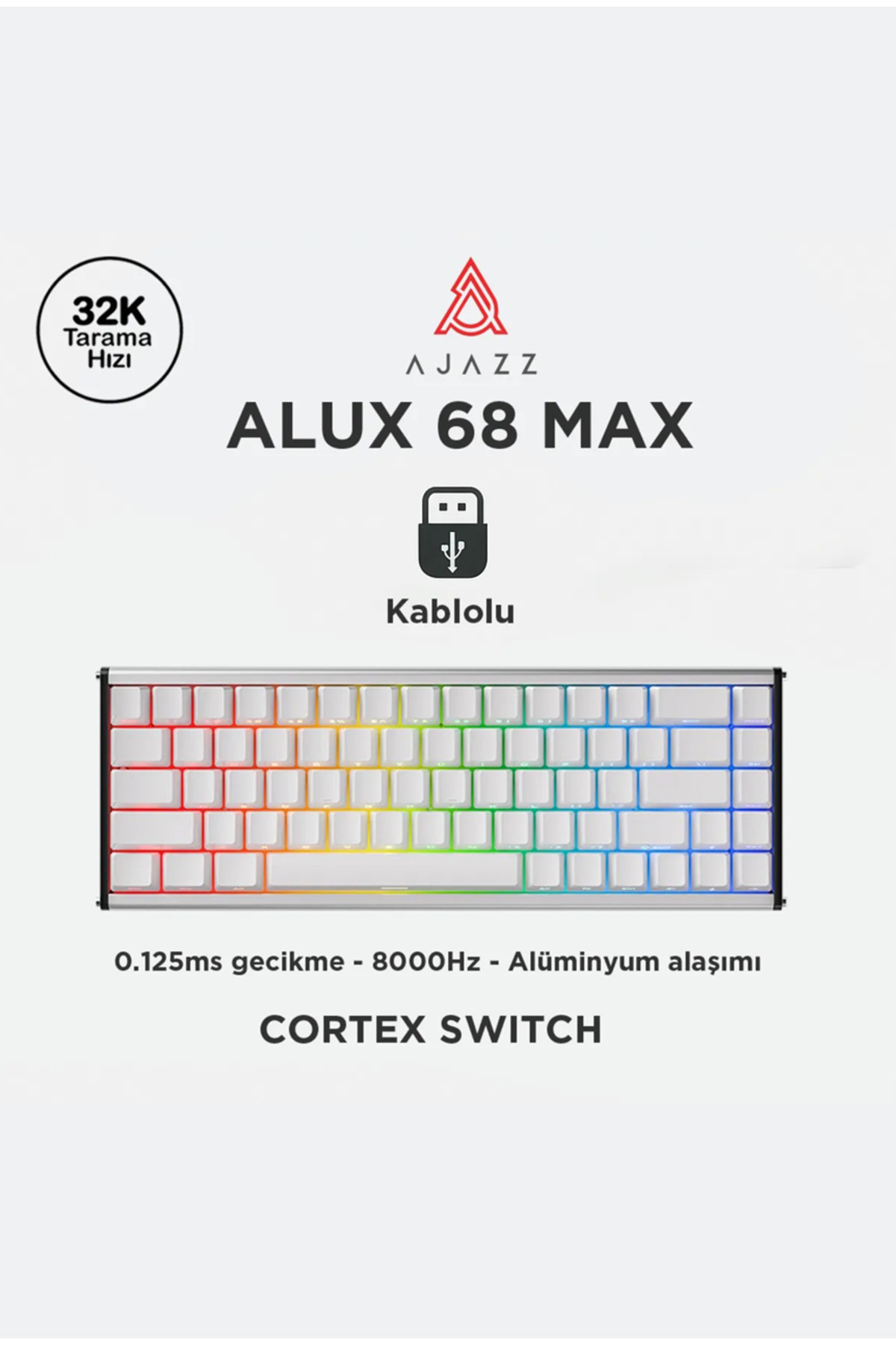 Ajazz Alux 68 Max He- Kablolu Manyetik Switch Klavye- 8.000 Hz