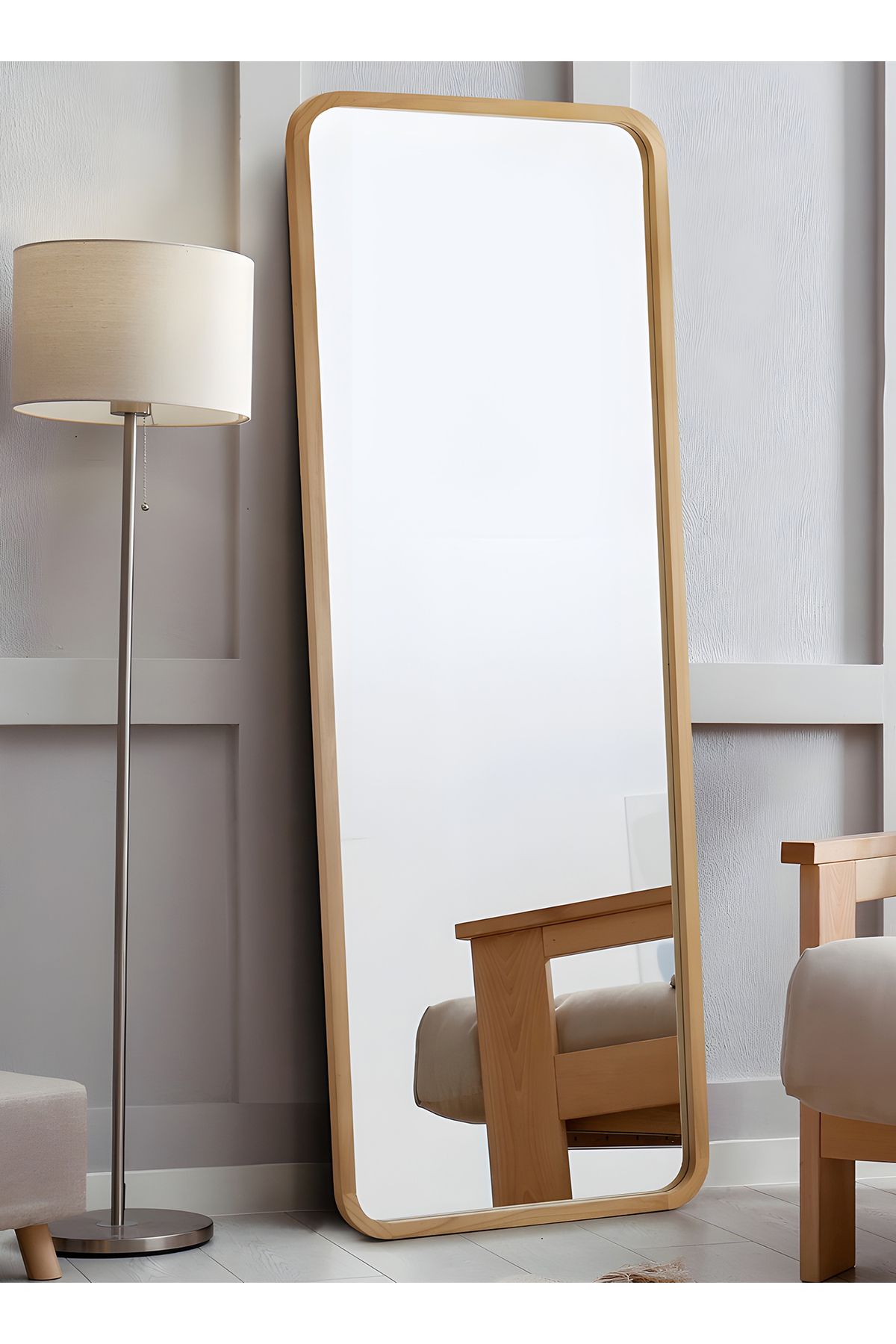 Taimi-مرآة كبيرة بتصميم أنيق، مقاس 155×45 سم، بإطار خشبي وحامل خلفي 1