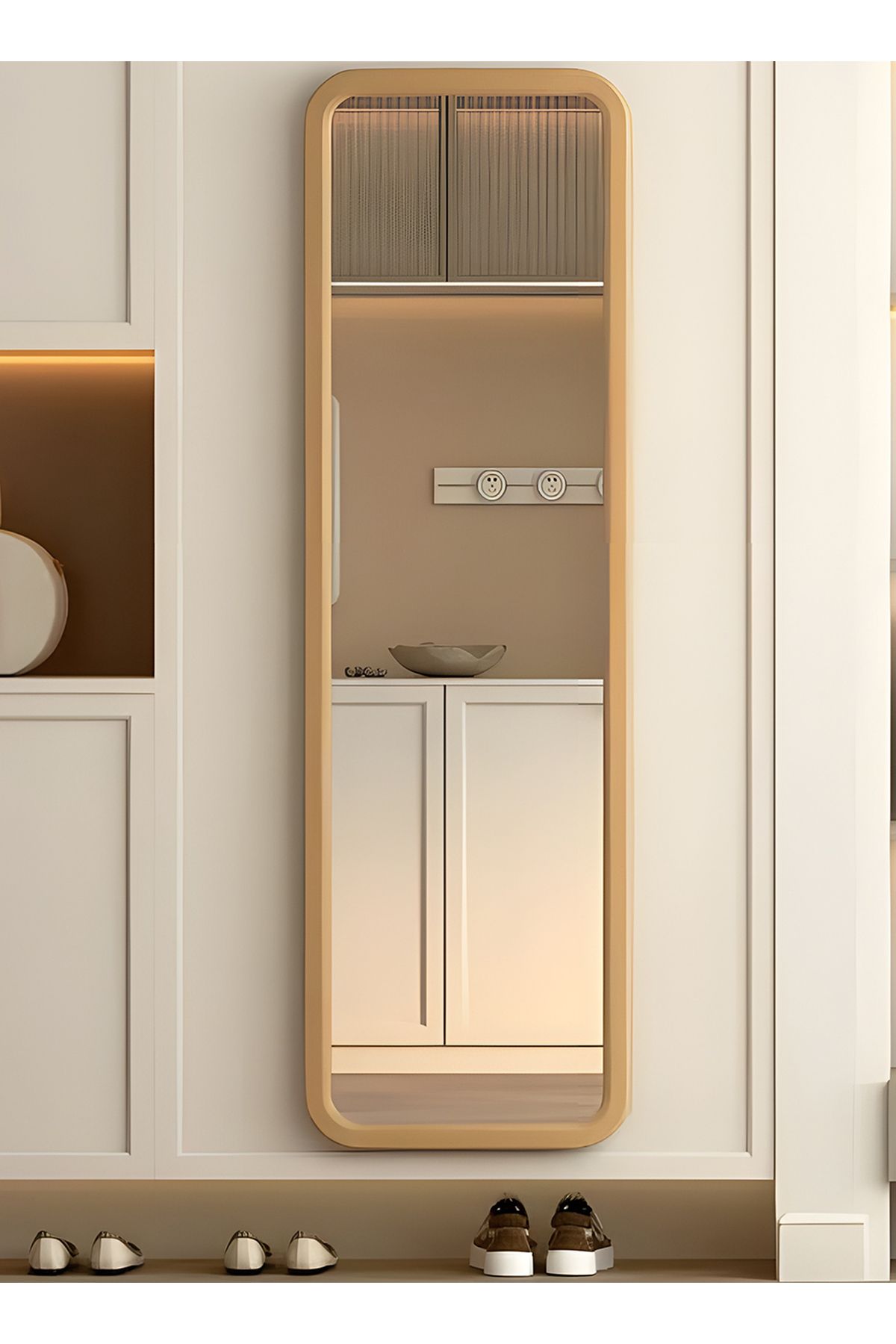 Taimi-مرآة كبيرة بتصميم أنيق 160 × 50 سم - مرآة كاملة الطول بإطار خشبي وحامل خلفي 6
