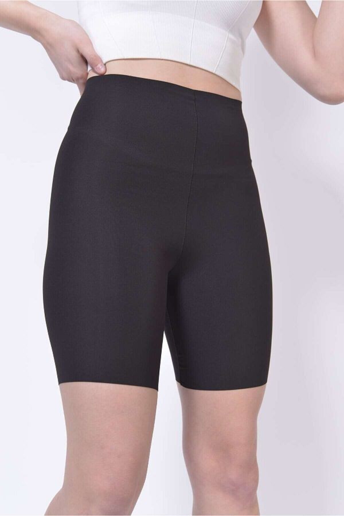 High Waist Under Bust Knee Upper Leg Waist Hip Recovery Firming Laser Cut Black Shorts Corset