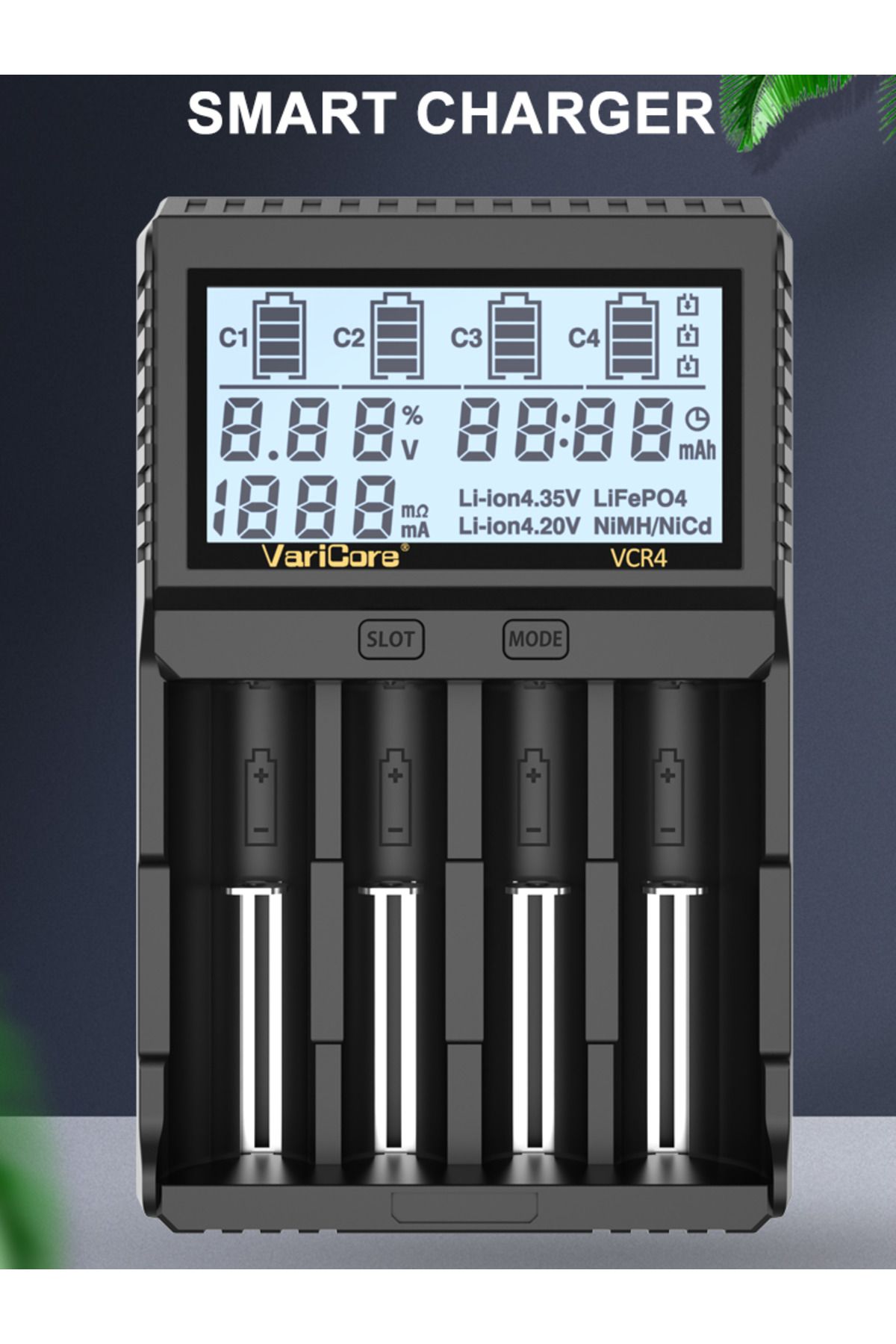 liitokala-1 Varicore Vcp4 Vcr4 Lcd Smart Charger 18650/21700/26650 Li-ion 3.7v Lifepo4 3.2v Nimh/cd 1.2v Aa A. 7