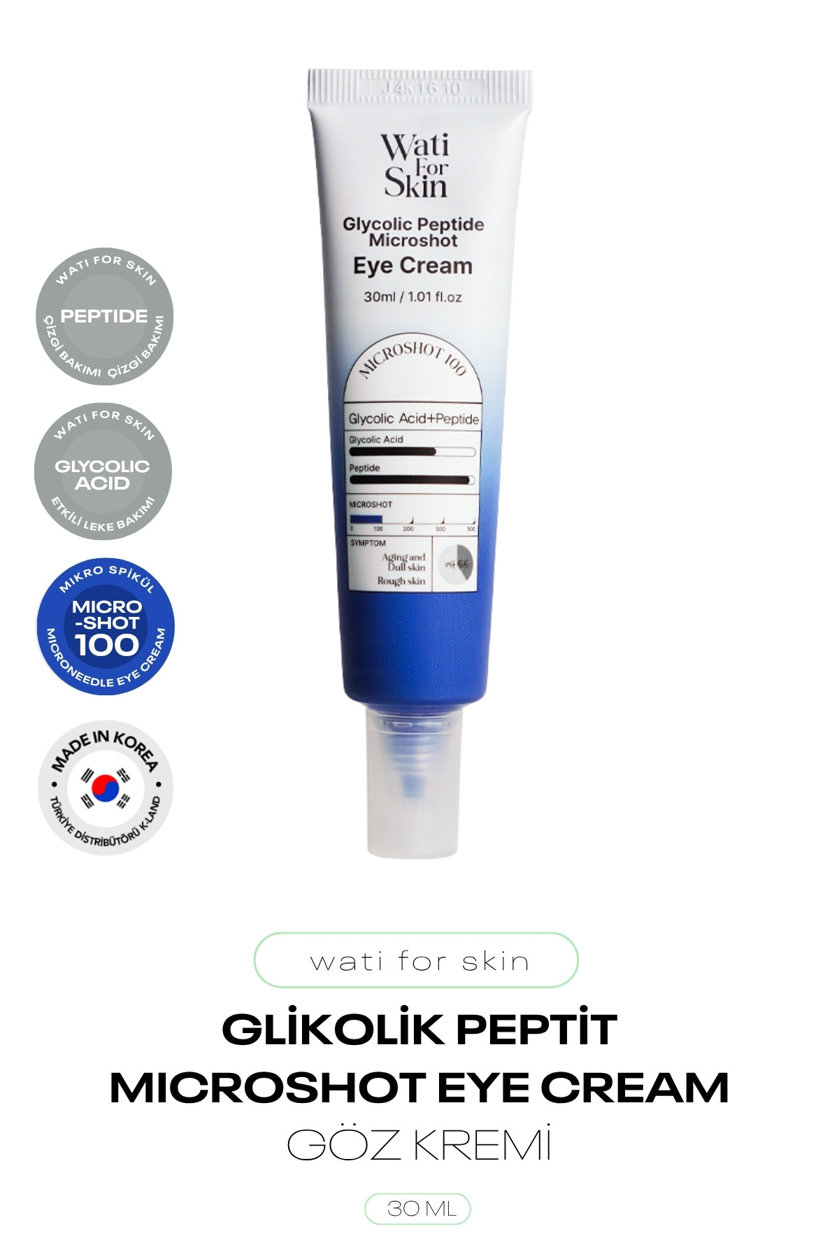 Glikolik Asit İçeren Mikro Spikül İğneli Göz Kremi Wati For Skin Microshot Eye Cream 30 ml — 8809679095810