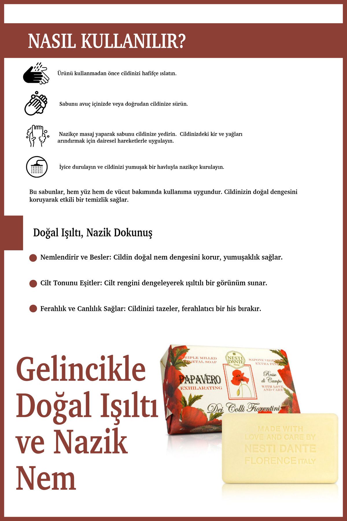 Nesti Dante-Dei Colli Fiorentini Poppy Soap - 250 g Moisturizing and Ferret Extract 4