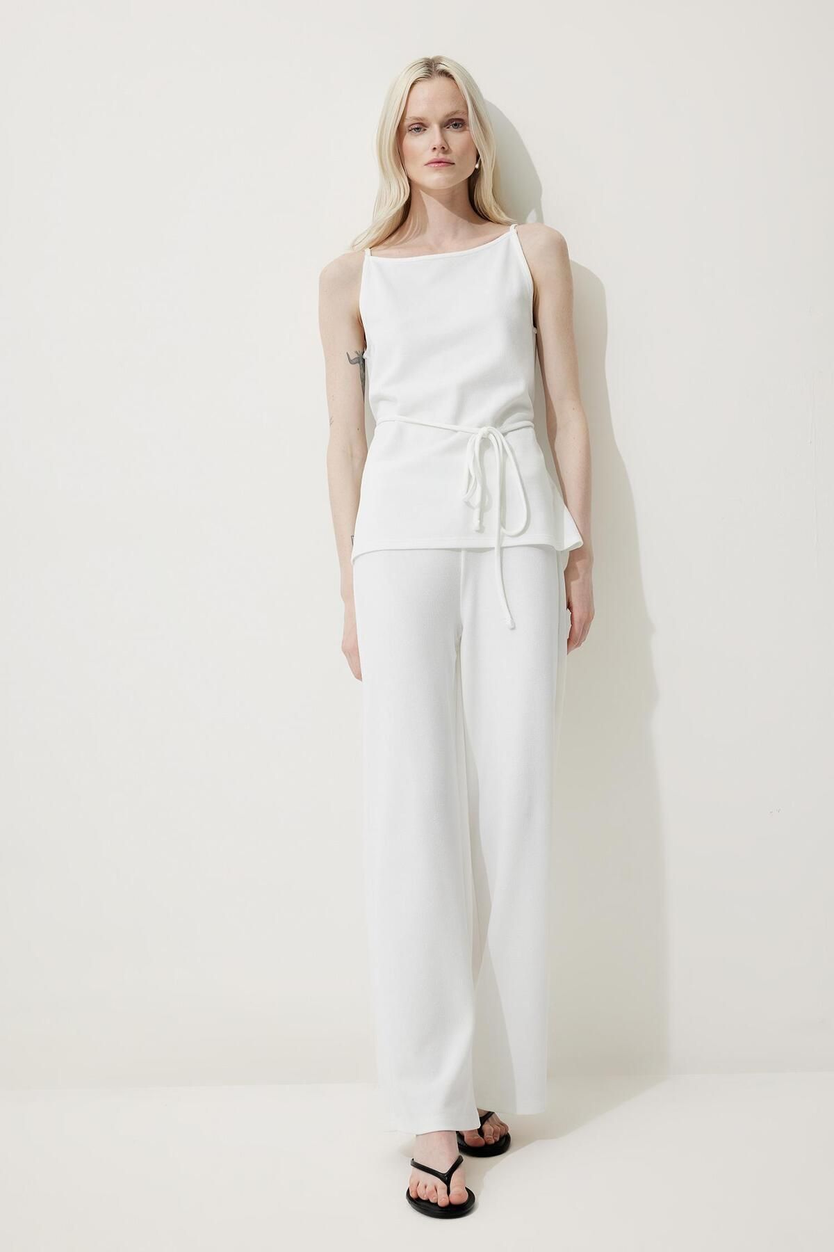 DeFacto-Picior lat - Tyca74853b08db934fa Pantaloni drepți din piqué 1