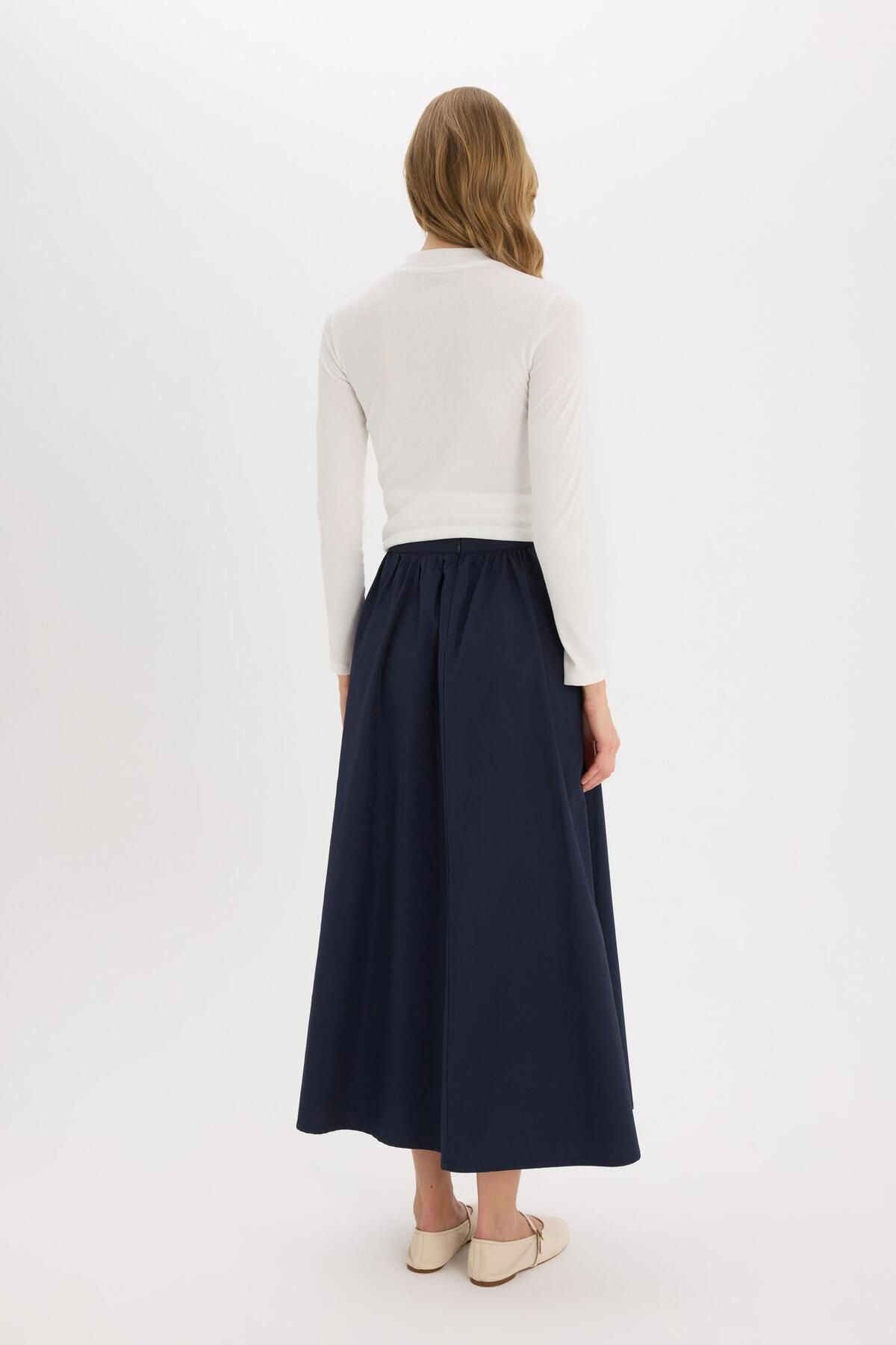 DeFacto-A-Line Basic Plain Poplin Maxi Hijab Skirt E4369Ax25Sp 8