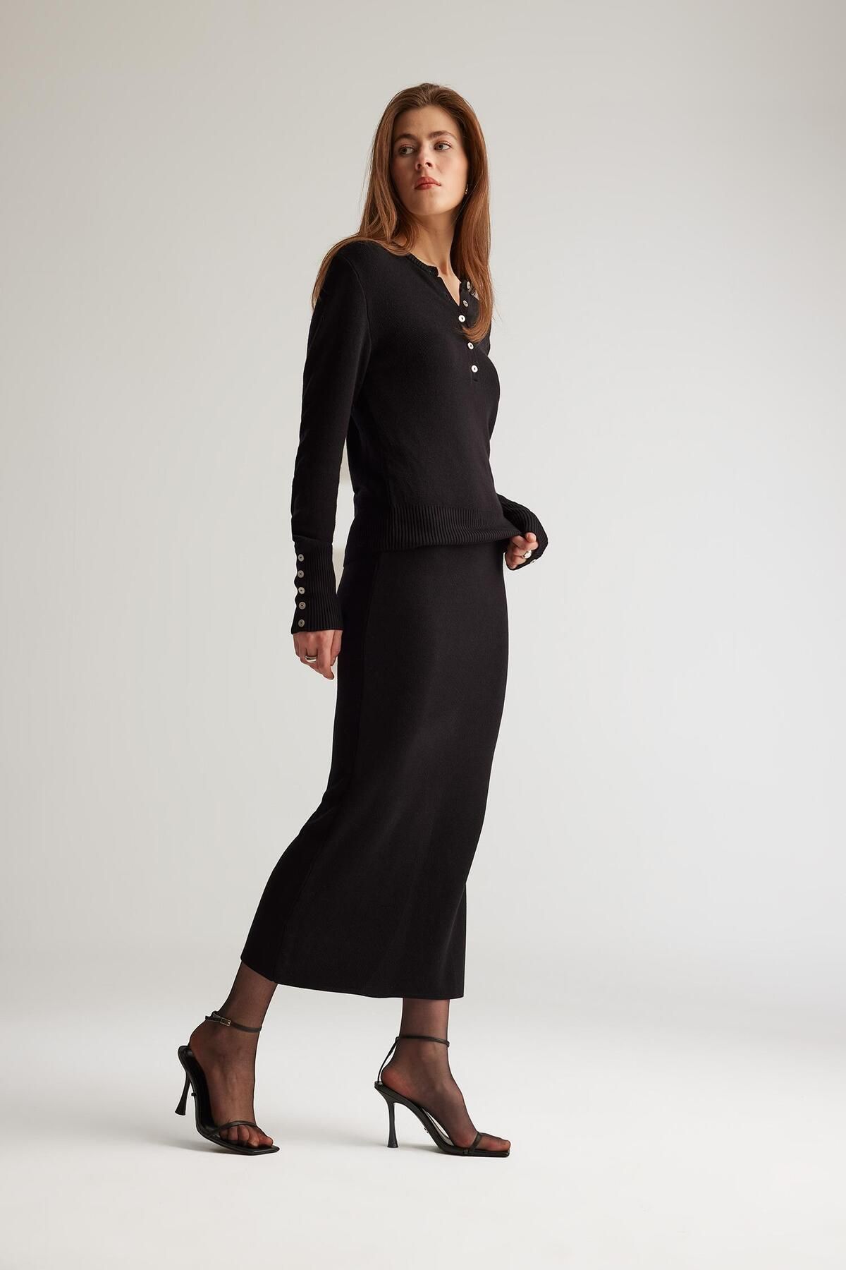 DeFacto-E5361Ax Model Basic Plain Midi Pencil Skirt 3