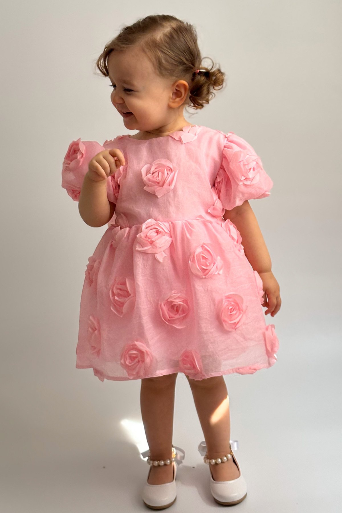 ALYRA Kız Bebek Kız Çocuk Kısa Kollu Sırt Detay Fiyonklu Özel Gün Doğum Günü Parti Düğün Bayramlık Elbise fotoğrafı 5 (önizleme)