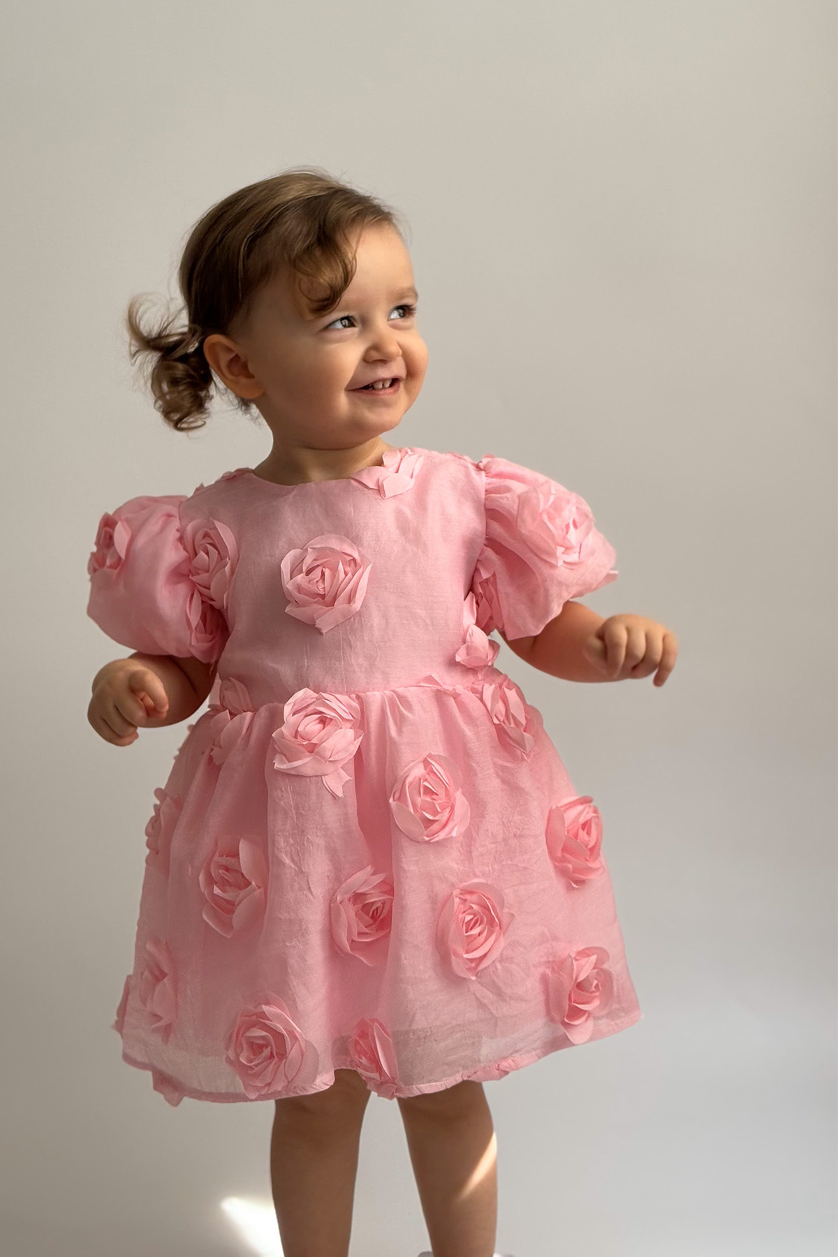 ALYRA Kız Bebek Kız Çocuk Kısa Kollu Sırt Detay Fiyonklu Özel Gün Doğum Günü Parti Düğün Bayramlık Elbise fotoğrafı 7 (önizleme)