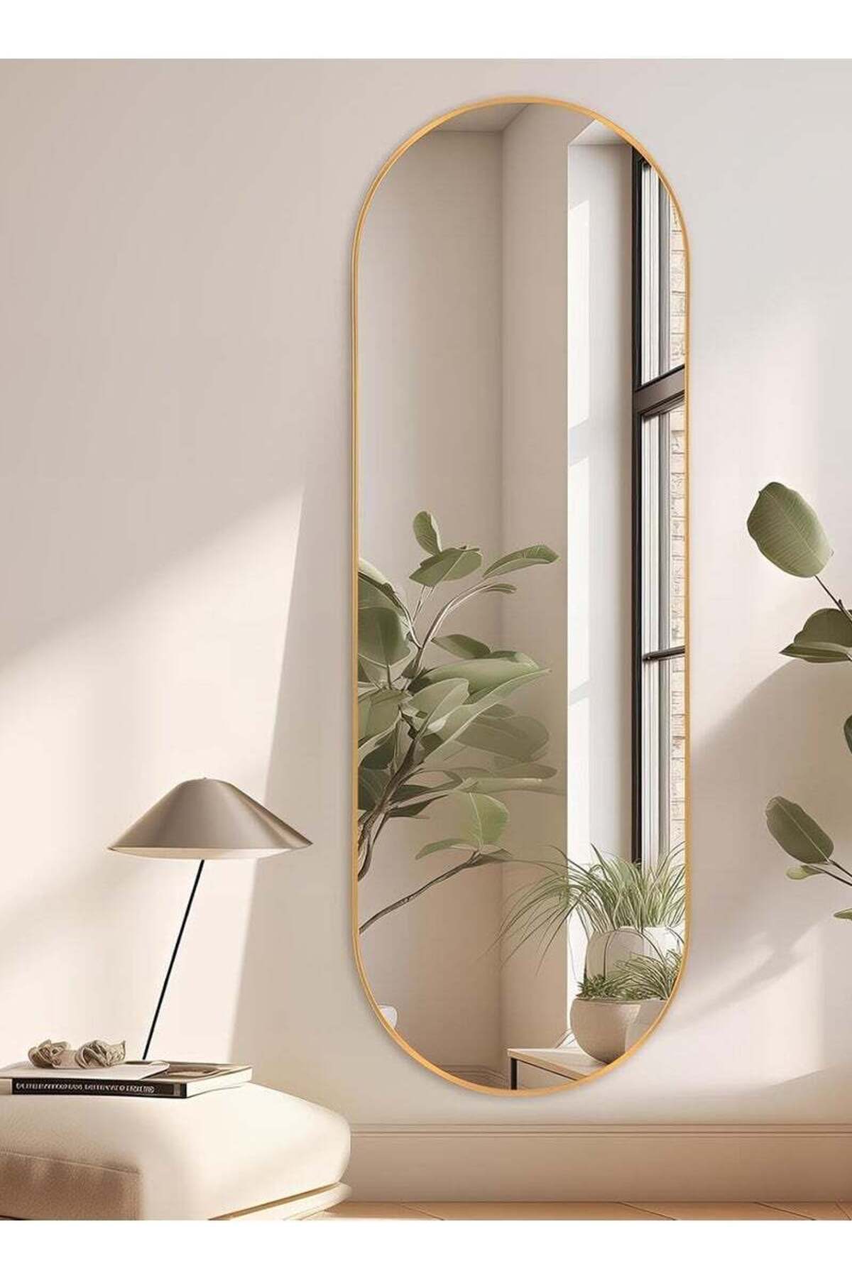 Taimi-Wall Mirror 80x50cm-Elegant Design Mirror with 3-Back Light Levels Golden Frame-For Makeup,Enterway 5