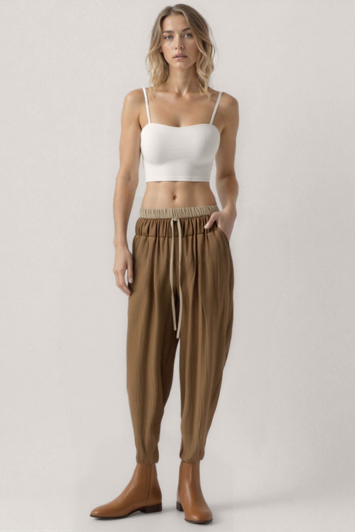 Vitrin-Waist Part Double Color Trousers 6
