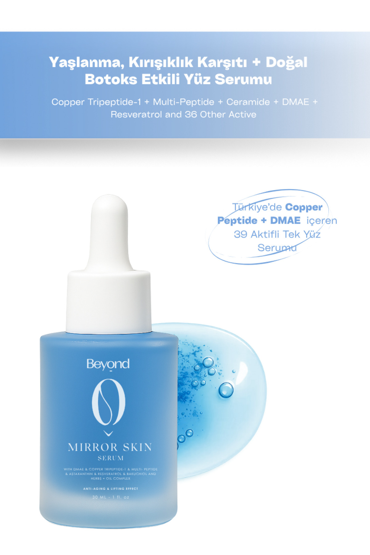Beyond Handmade Yaşlanma Karşıtı & Doğal Botoks Etkili Yüz Serumu - Copper Peptide & Dmae & Multi-peptide %3